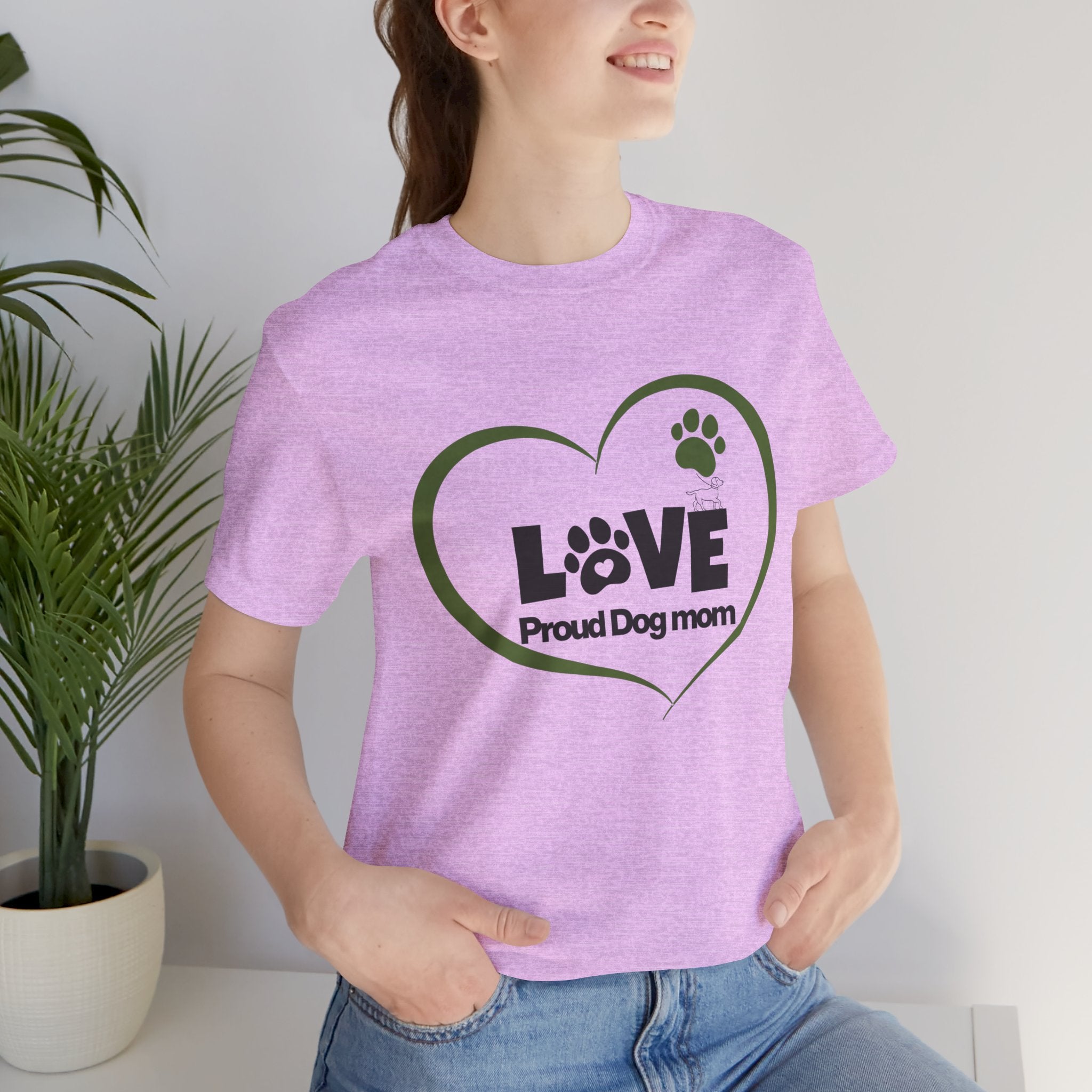 Dog Mom Love T-Shirt — "LOVE Proud Dog Mom" Heart Paw Tee