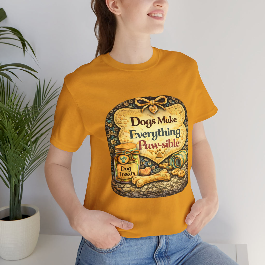Dog Lover T‑Shirt – "Dogs Make Everything Paw‑sible" Vintage Pet Rescue Tee