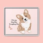 Framed Canvas Print — "First My Dog, Then Everything Else" Corgi Wall Art