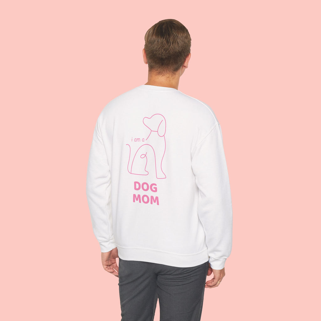 Dog Mom Crewneck Sweatshirt — Pink Minimalist Dog Outline