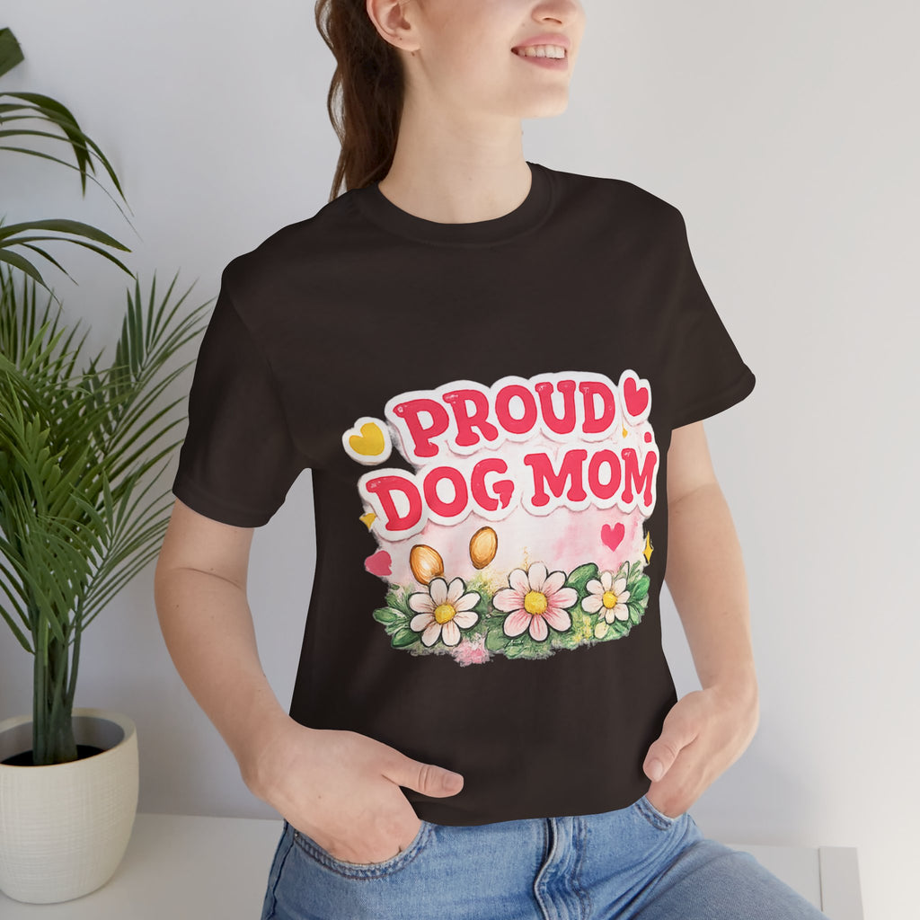 Proud Dog Mom Tee – Floral Retro Heart Design