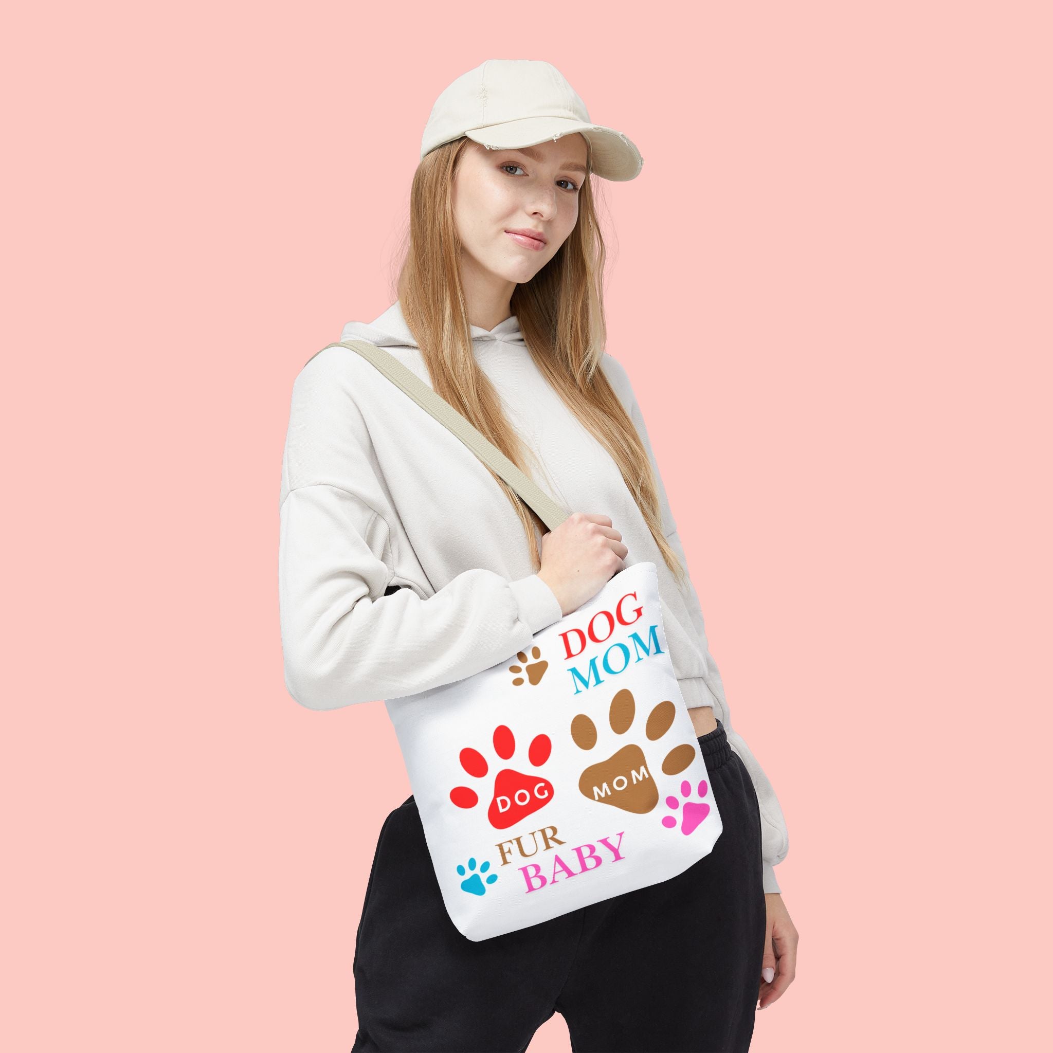 Dog Mom Tote Bag – "Fur Baby" Paw Print AOP Tote