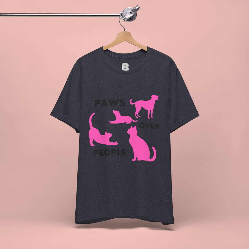 Paws Over People Tee — Pink Cats & Dogs Graphic T-Shirt