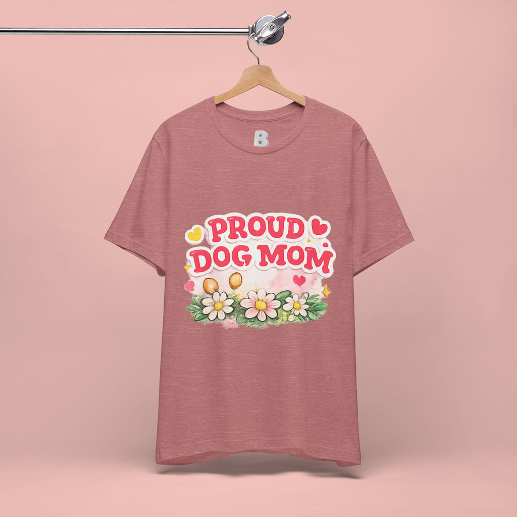 Proud Dog Mom Tee – Floral Retro Heart Design