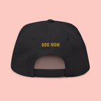 Dog Mom Flat Bill Cap — Embroidered Gold Sparkle