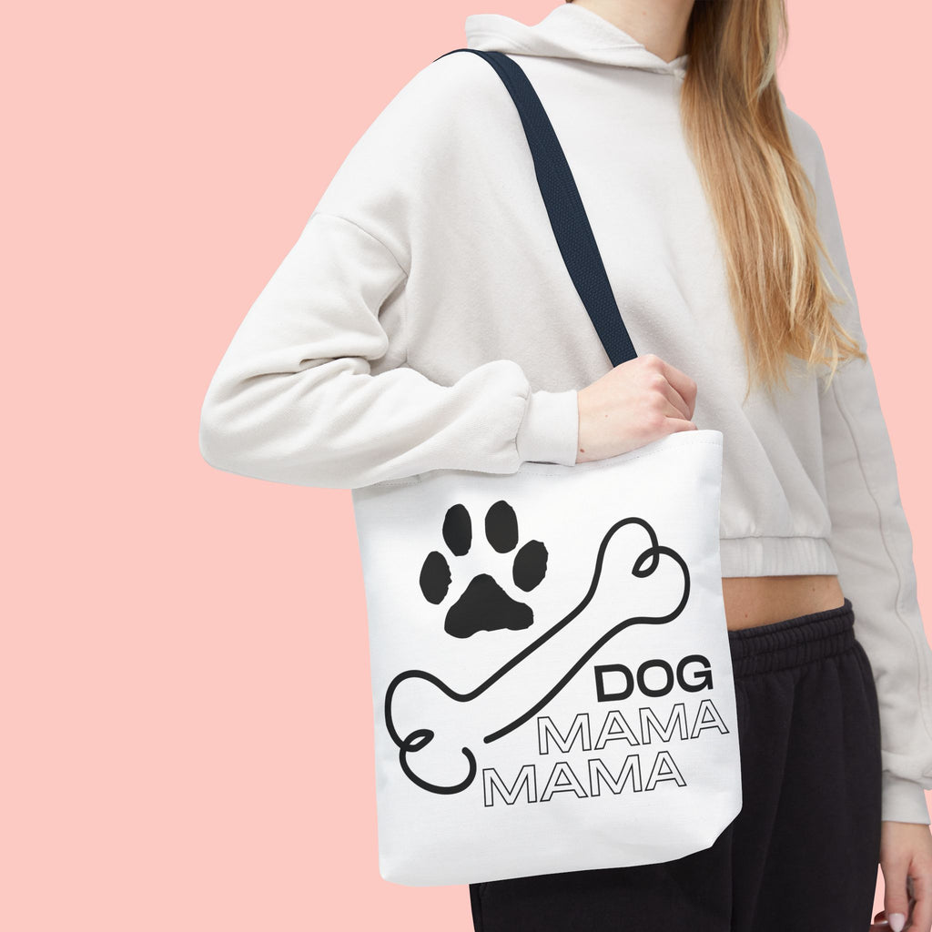 Dog Mama Tote Bag — Paw Print & Bone Graphic Canvas Shopper