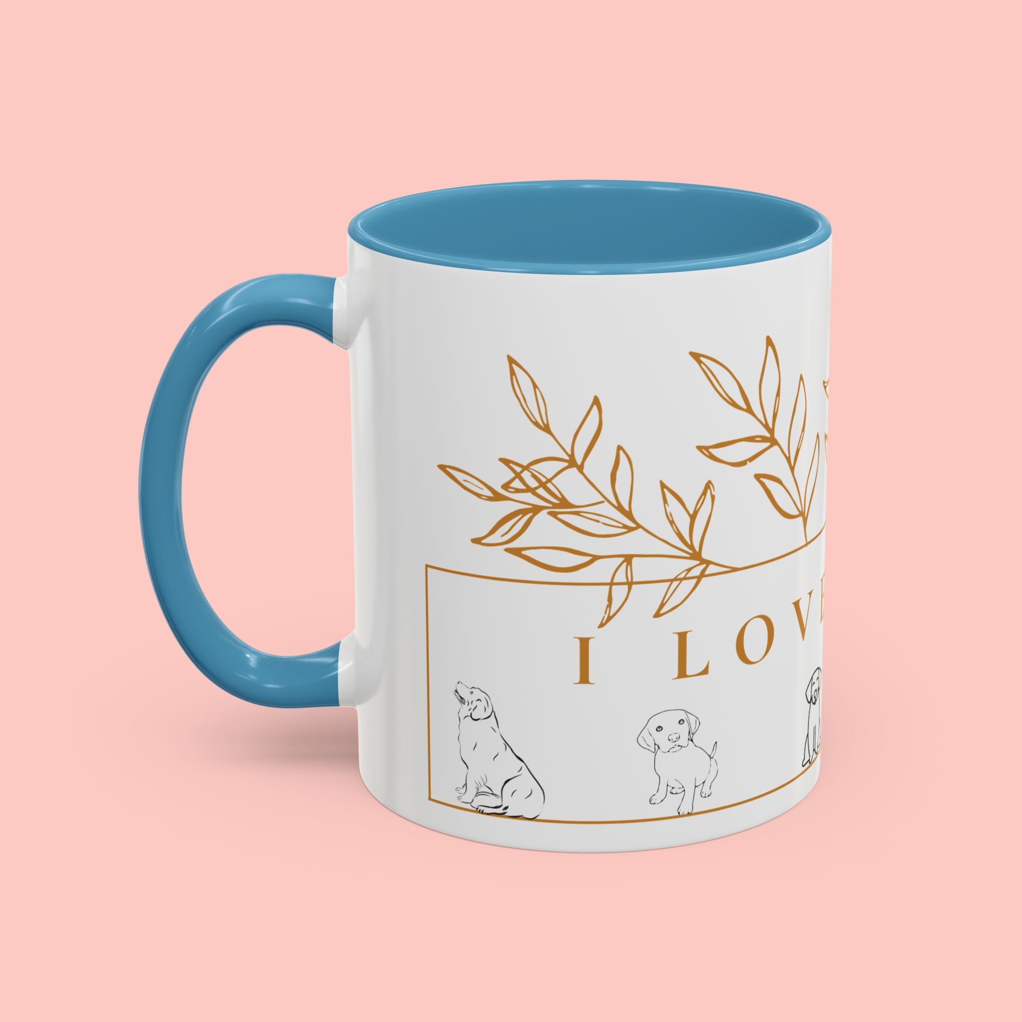 I Love Dogs Accent Coffee Mug — Gold Leaf Dog Lover Ceramic Mug (11oz & 15oz)