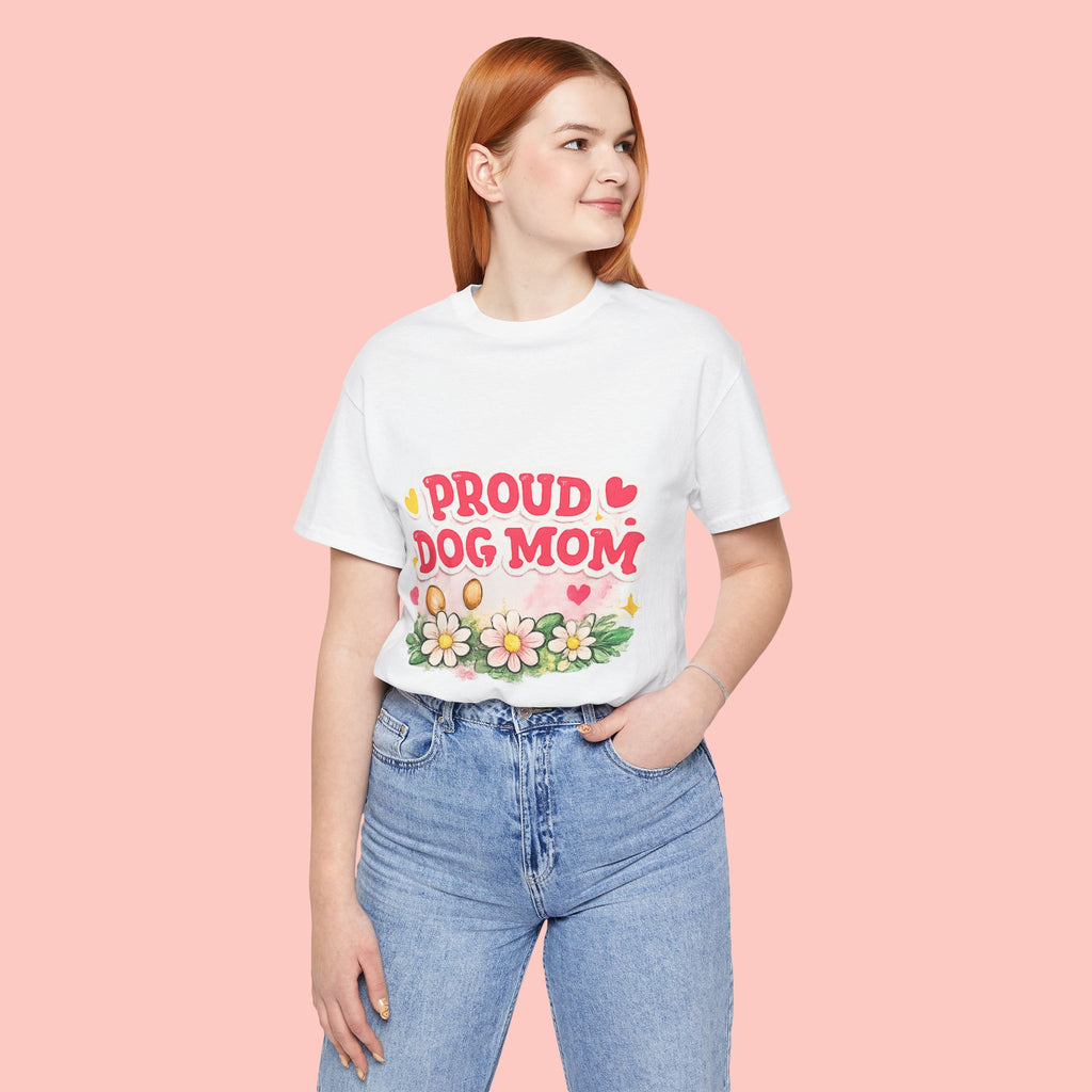 Proud Dog Mom Tee – Floral Retro Heart Design