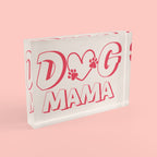 Dog Mama Photo Block – Pink Paw Heart Desk Plaque Gift for Dog Lovers