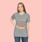Dog Lover T-Shirt — "This Human Belongs to a Dog" Cute Paw Print Tee