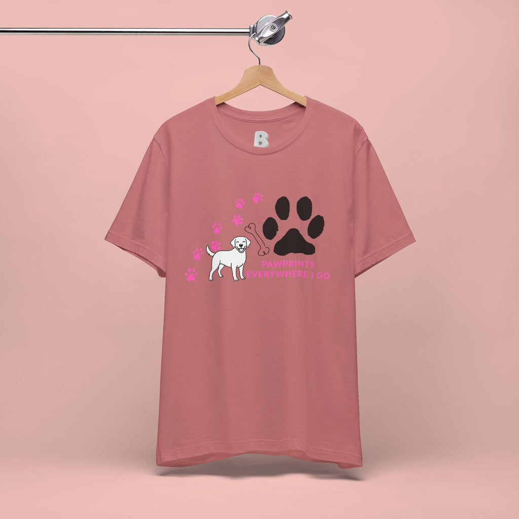 Dog Pawprint T-Shirt — "Pawprints Everywhere I Go" Cute Pet Lover Tee