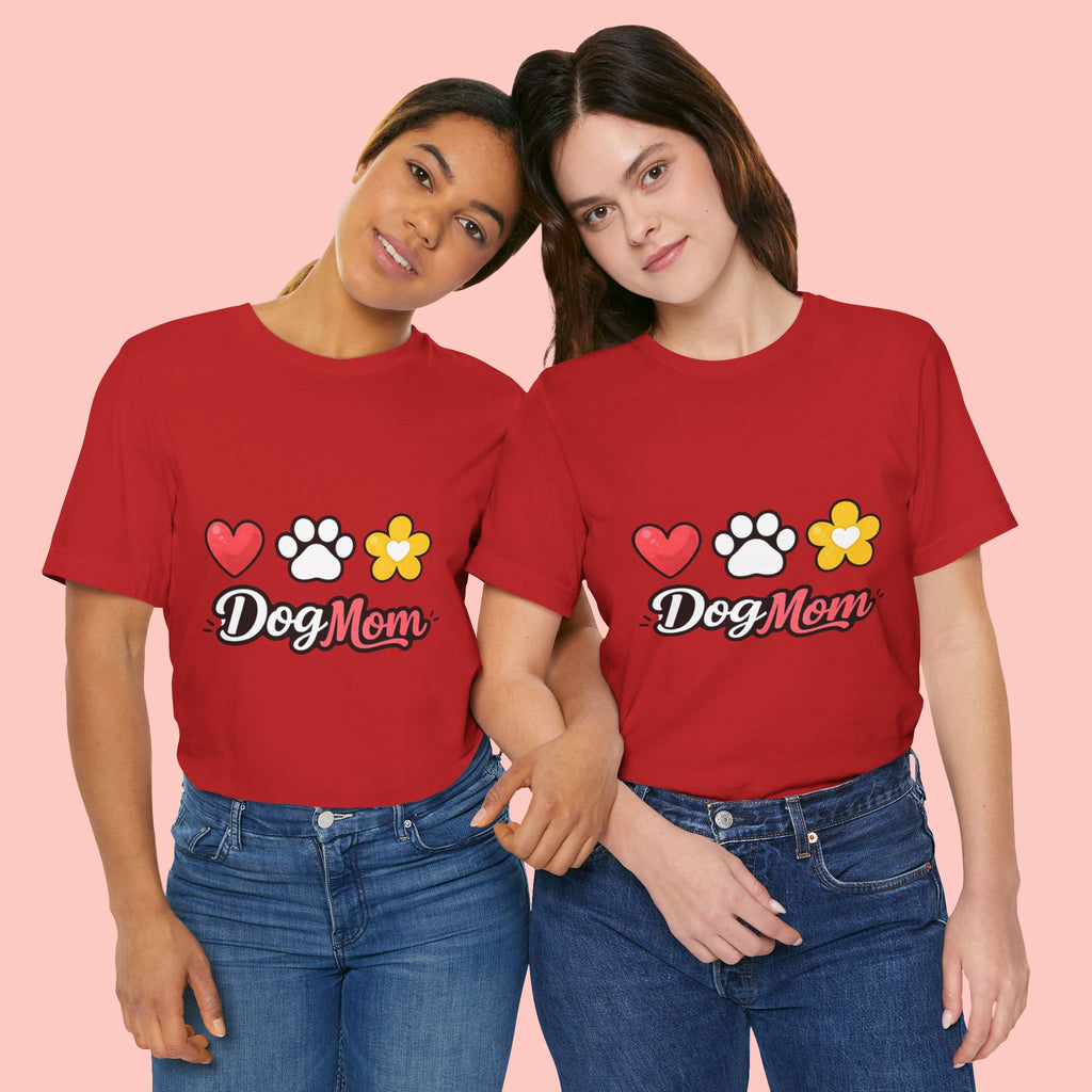 Dog Mom T-Shirt – Heart, Paw & Flower Graphic Tee