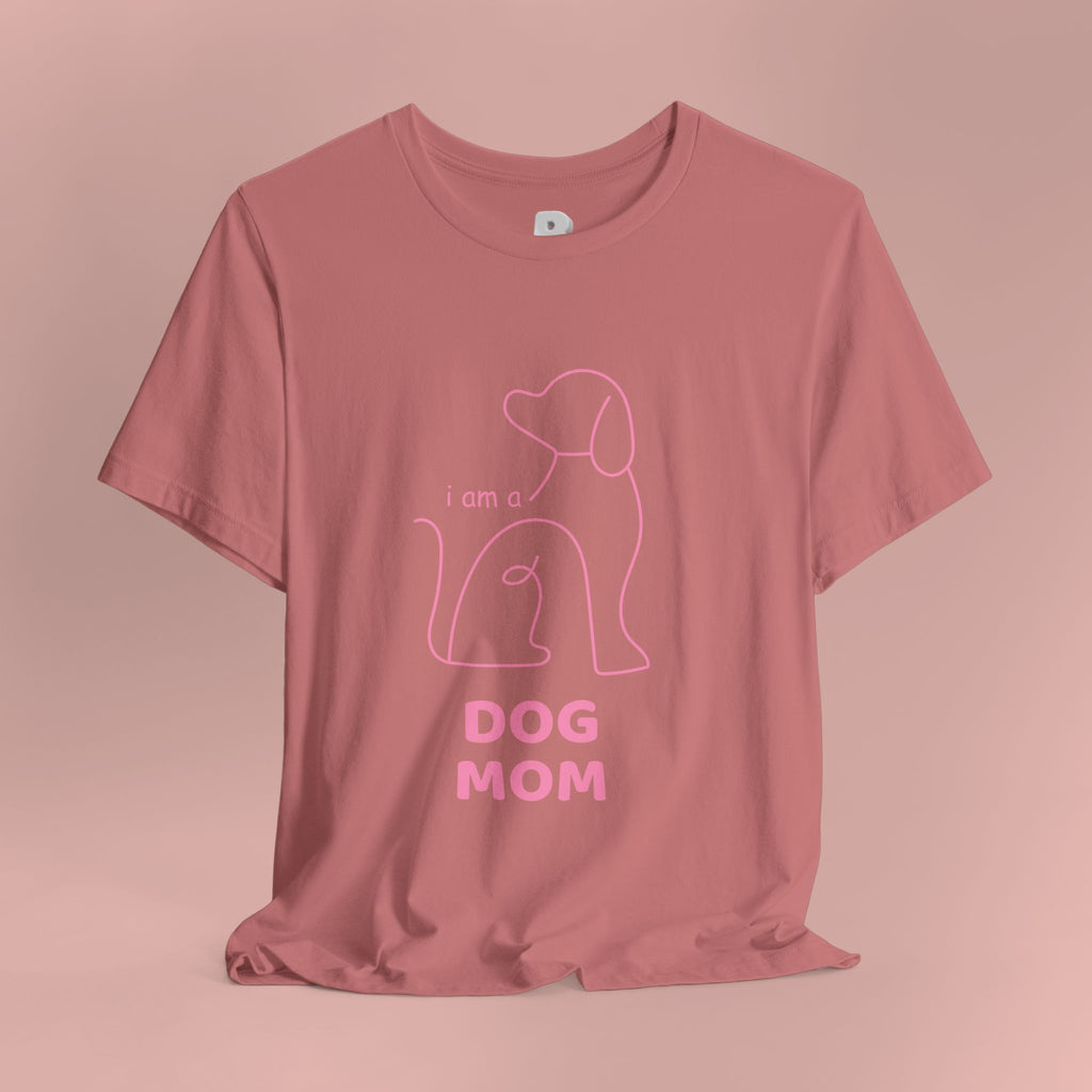 Dog Mom T‑Shirt – Minimal Pink Line Art Dog Tee