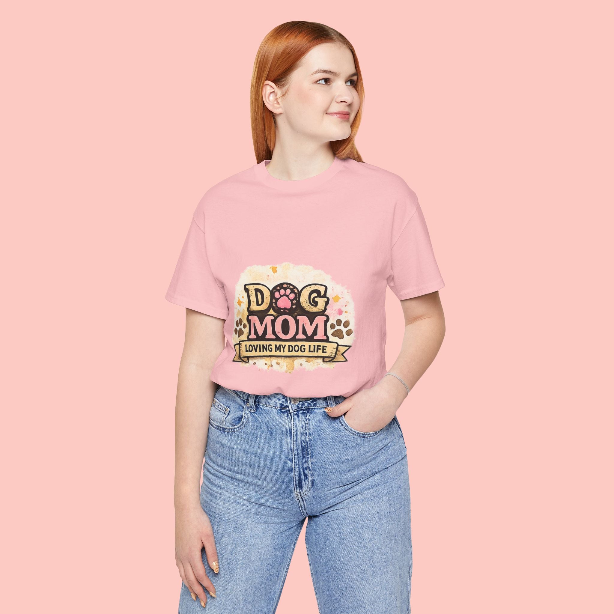 Dog Mom T-Shirt – "Loving My Dog Life" Cute Paw Print Tee for Pet Moms