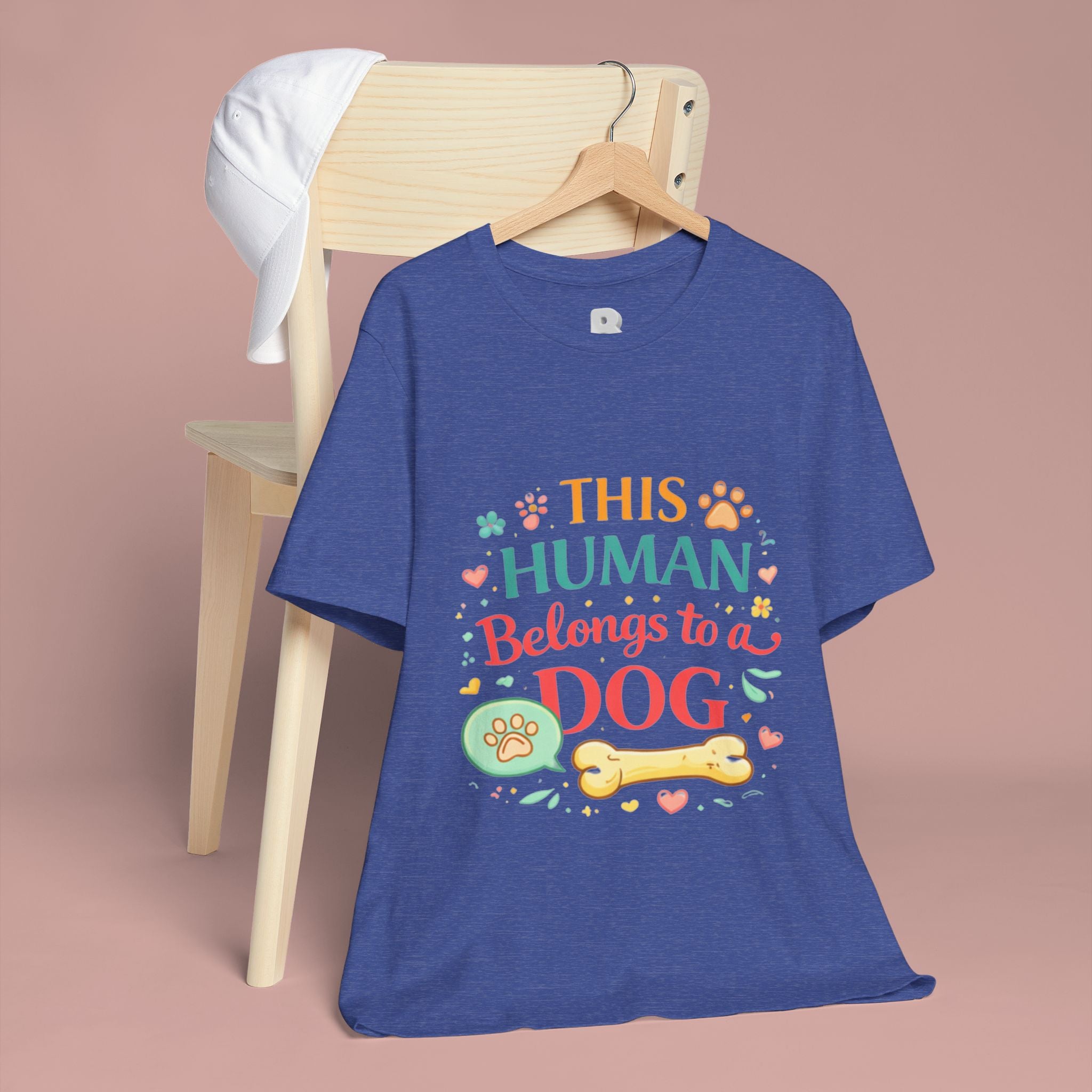 Dog Lover T-Shirt — "This Human Belongs to a Dog" Cute Paw Print Tee