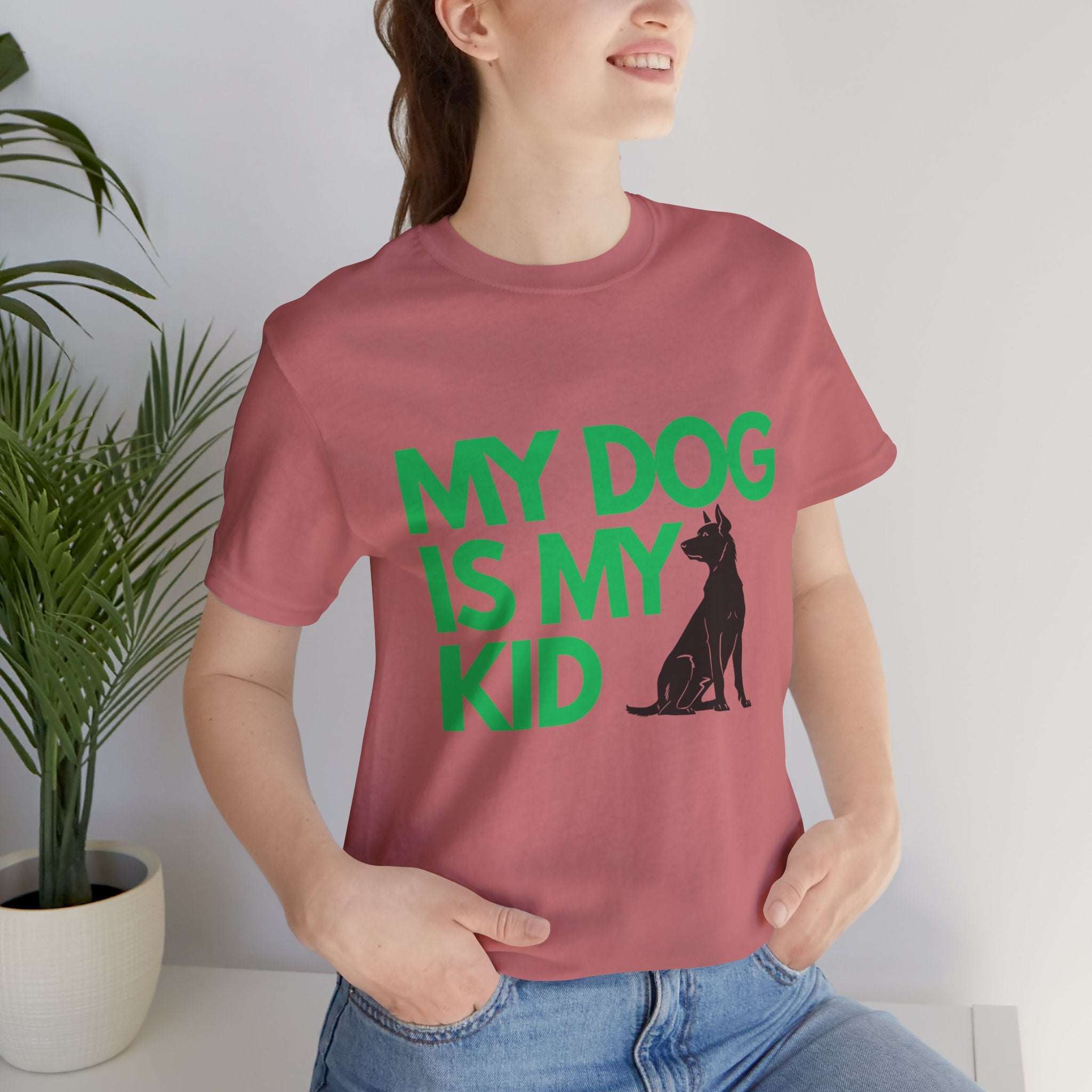 My Dog Is My Kid T-Shirt — Funny Pet Mom/Dad Tee with Sitting Dog Graphic