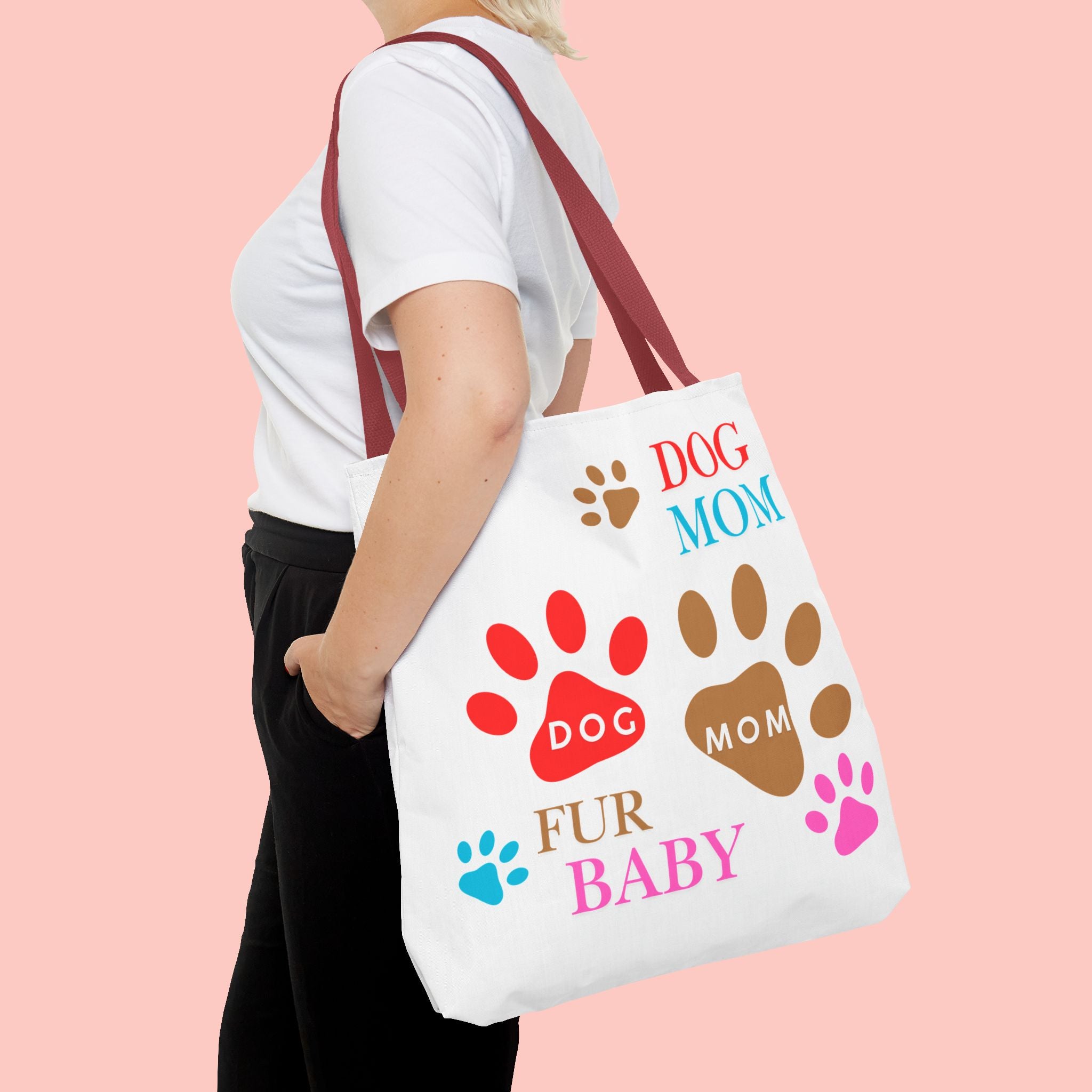 Dog Mom Tote Bag – "Fur Baby" Paw Print AOP Tote