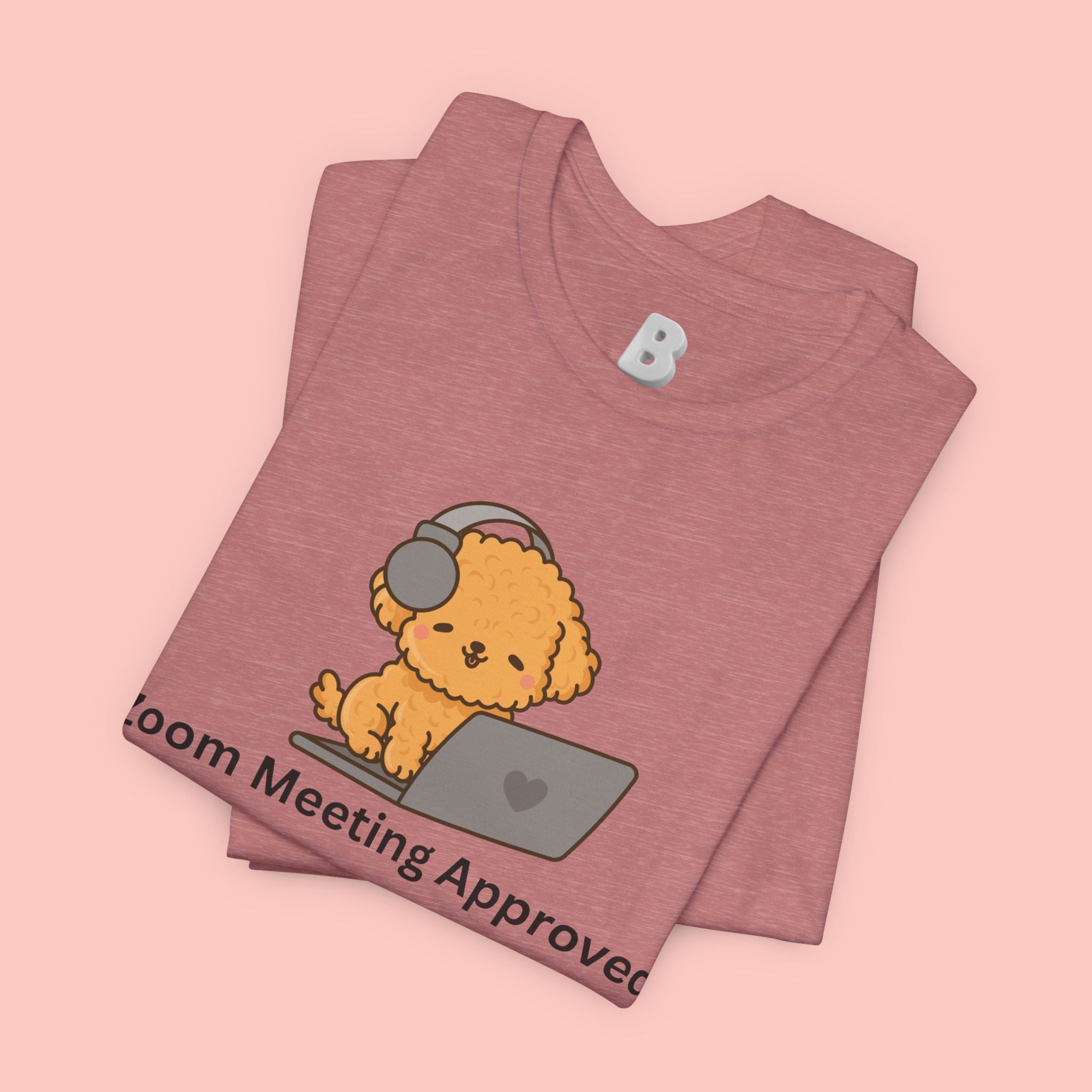 Zoom Meeting Approved Tee — Cute Puppy with Headset Laptop Graphic