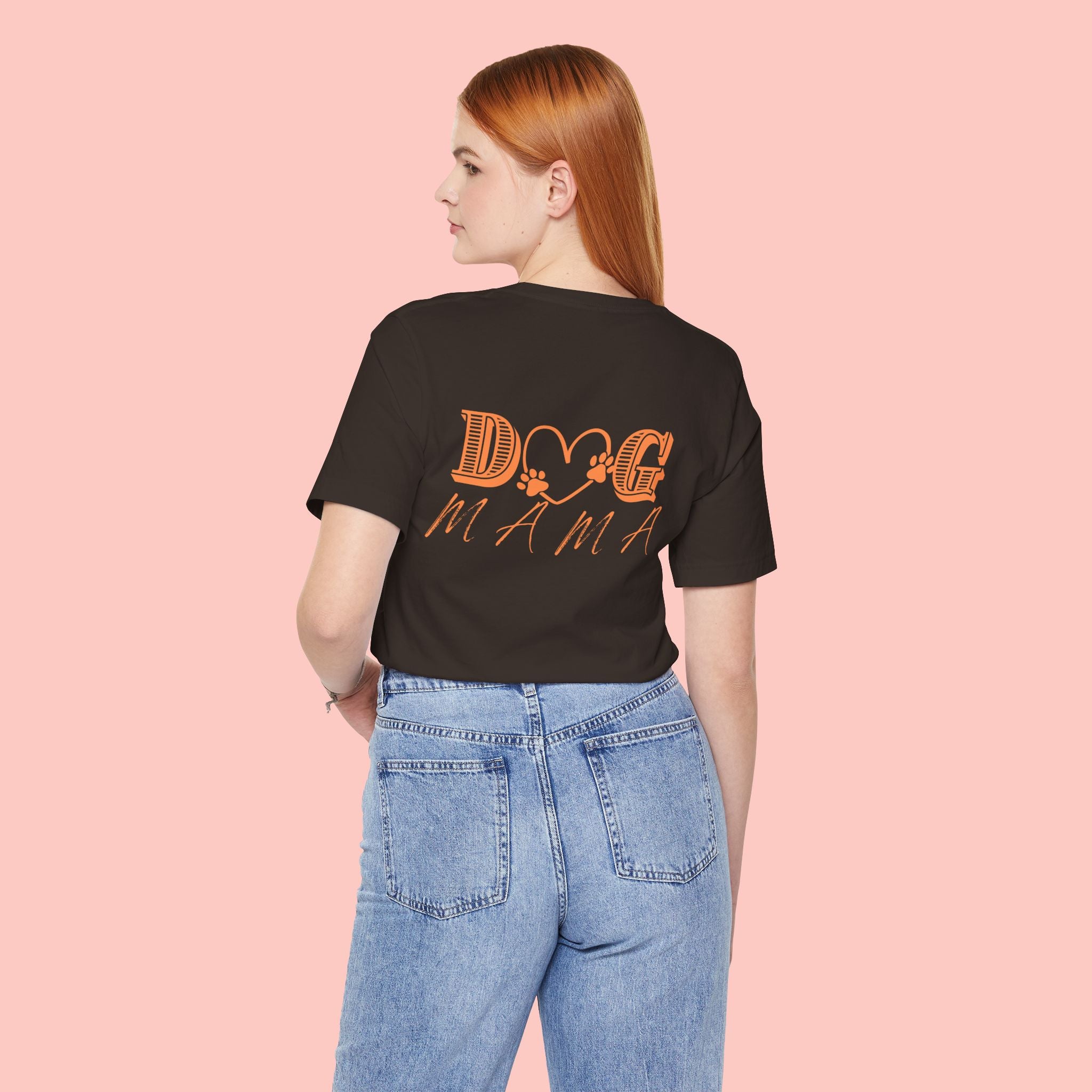 Dog Mama Tee — Retro Heart & Paw Graphic Short Sleeve Shirt