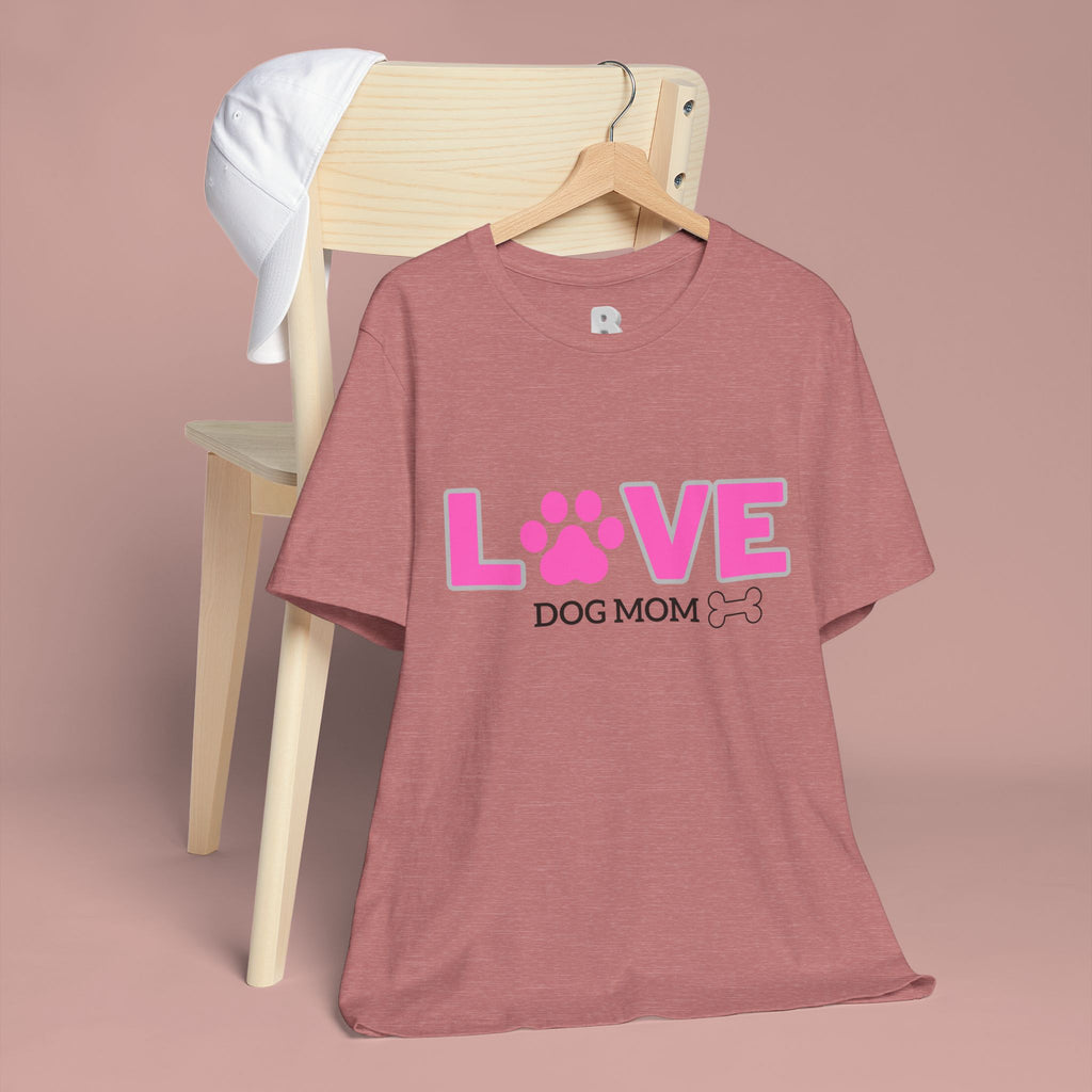 Love Dog Mom T-Shirt — Pink Paw Graphic Tee