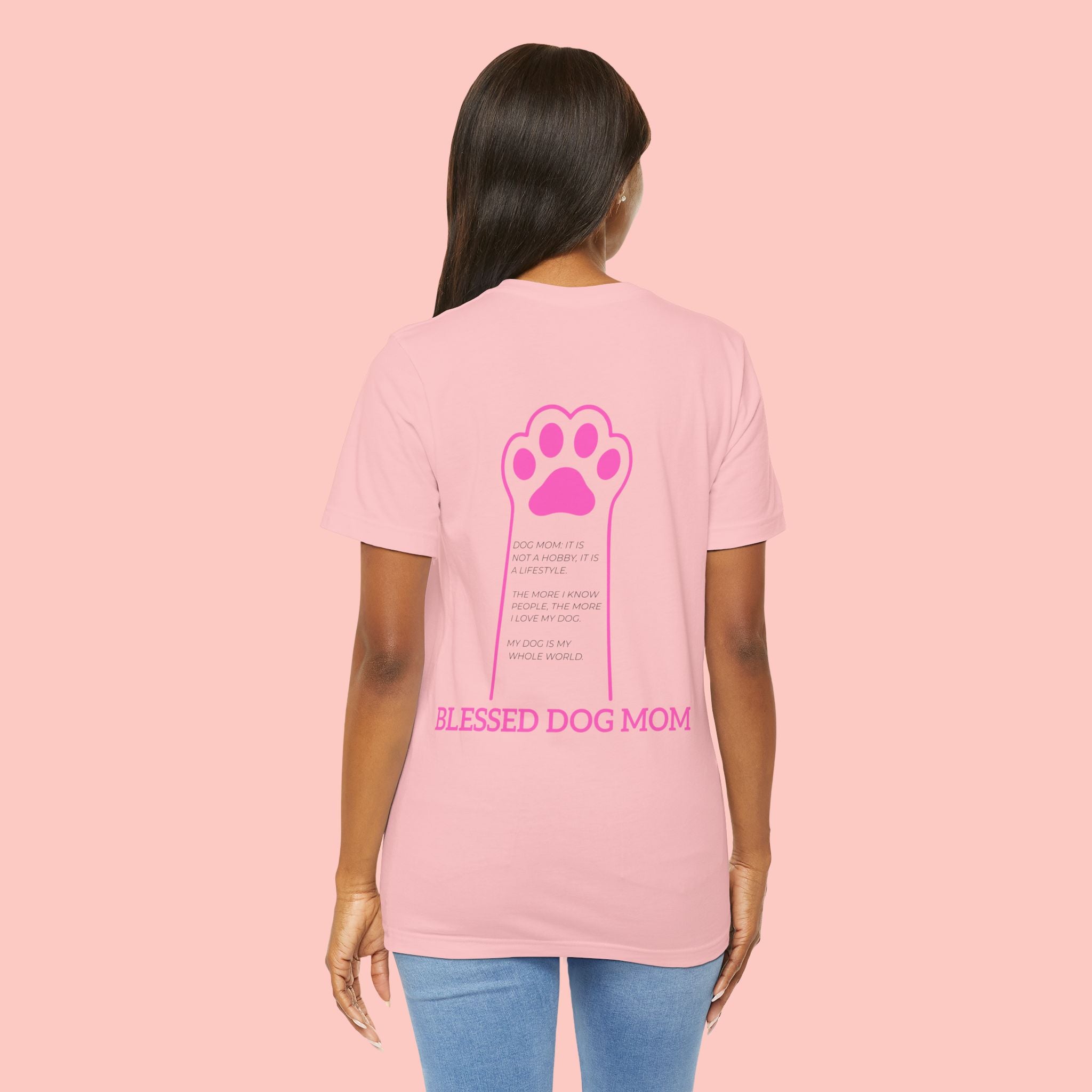 Blessed Dog Mom T-Shirt — Pink Paw Graphic Dog Lover Tee