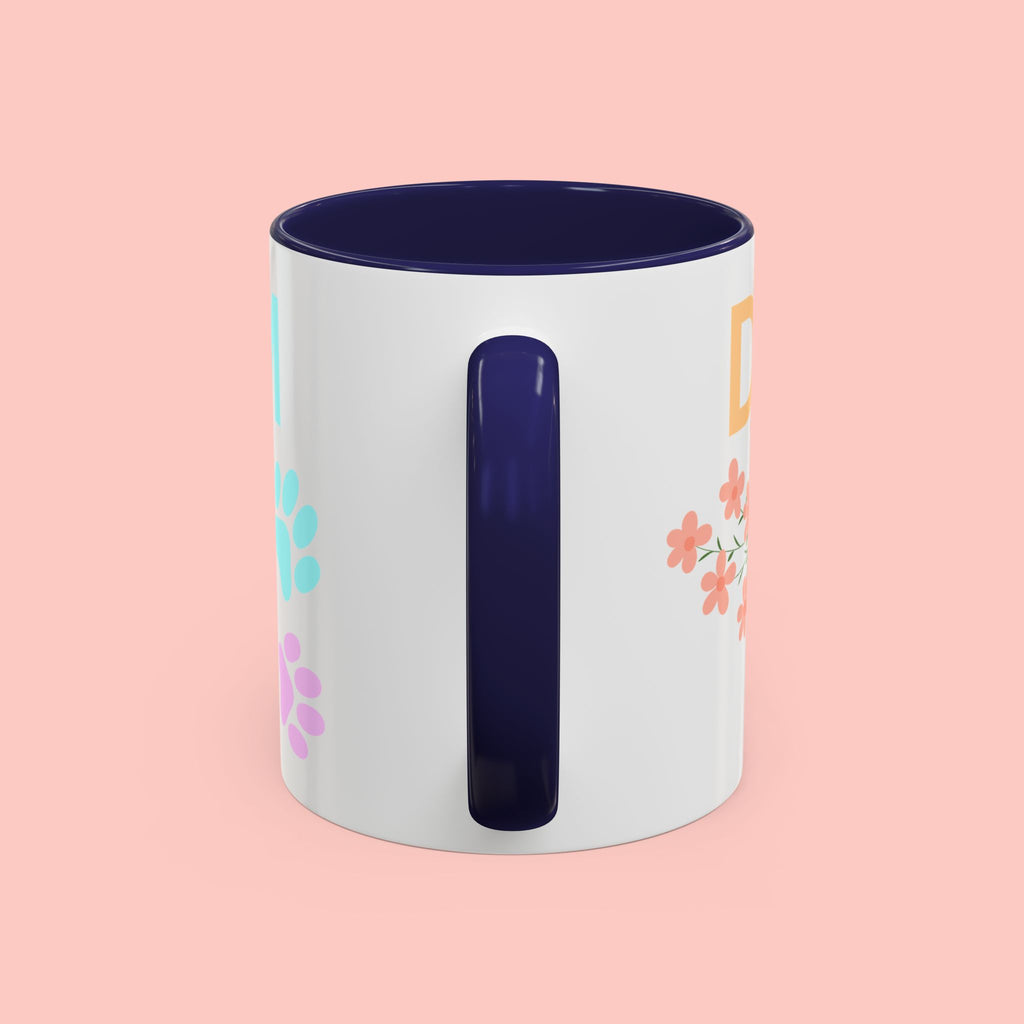 Dog Mom Club Accent Coffee Mug – Colorful Paw Print 11/15oz