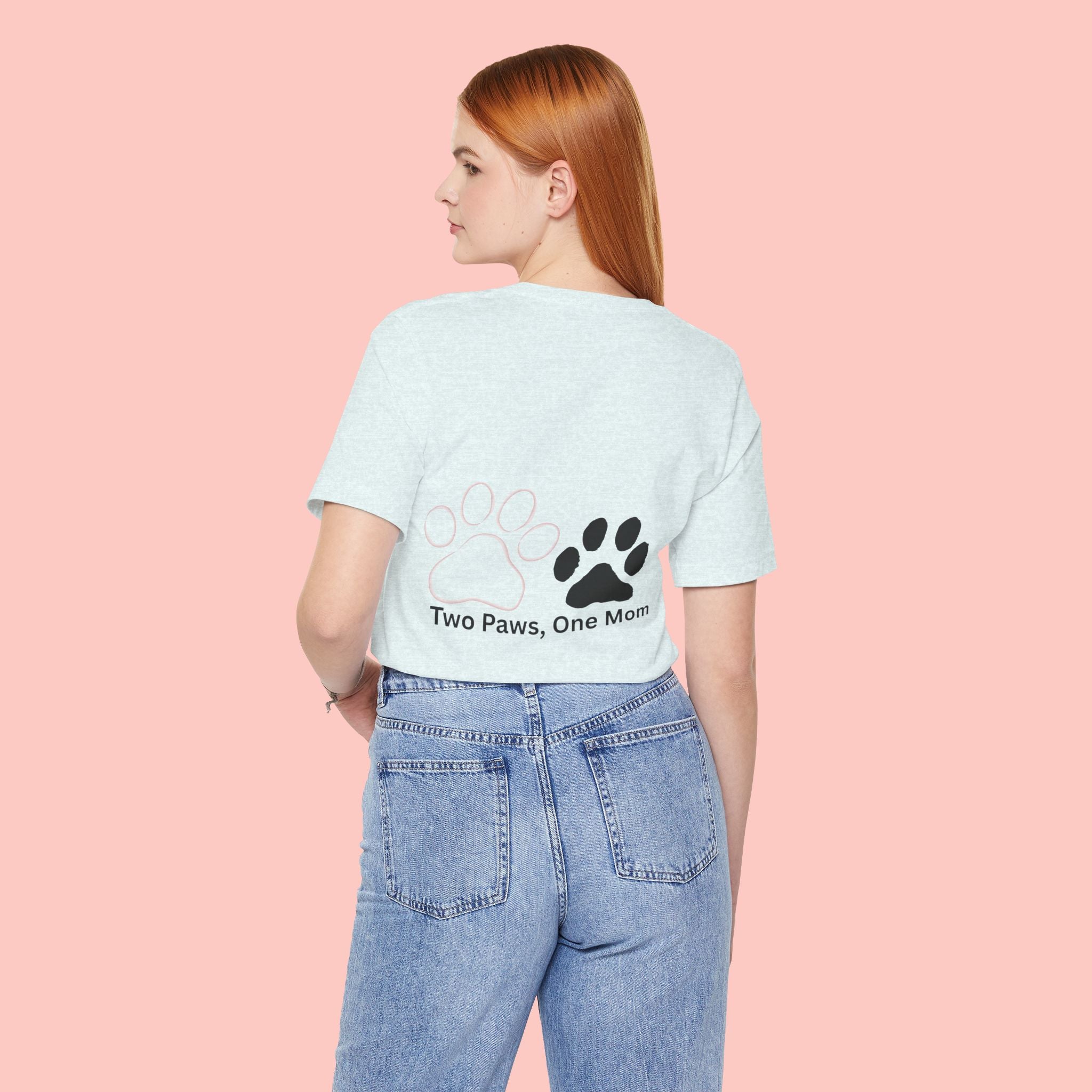 T-Shirt — “Two Paws, One Mom” Paw Print Mom Tee