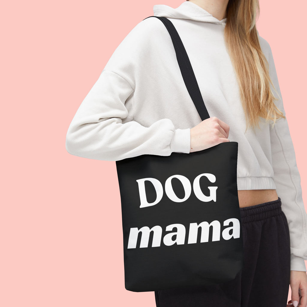 Dog Mama Tote Bag — Black Canvas Pet Lover Tote