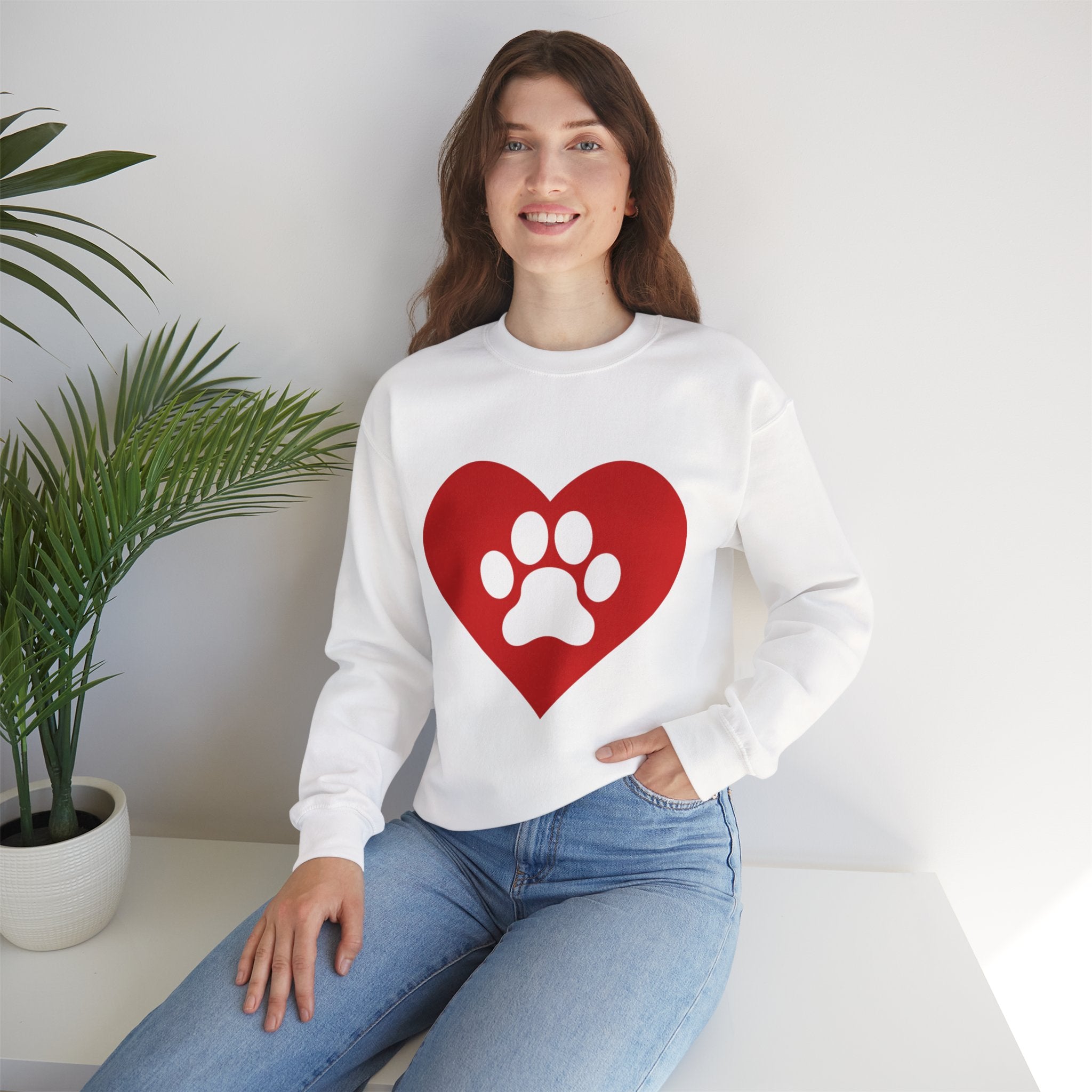 Heart Paw Crewneck Sweatshirt — Cute Pet Lover Pullover