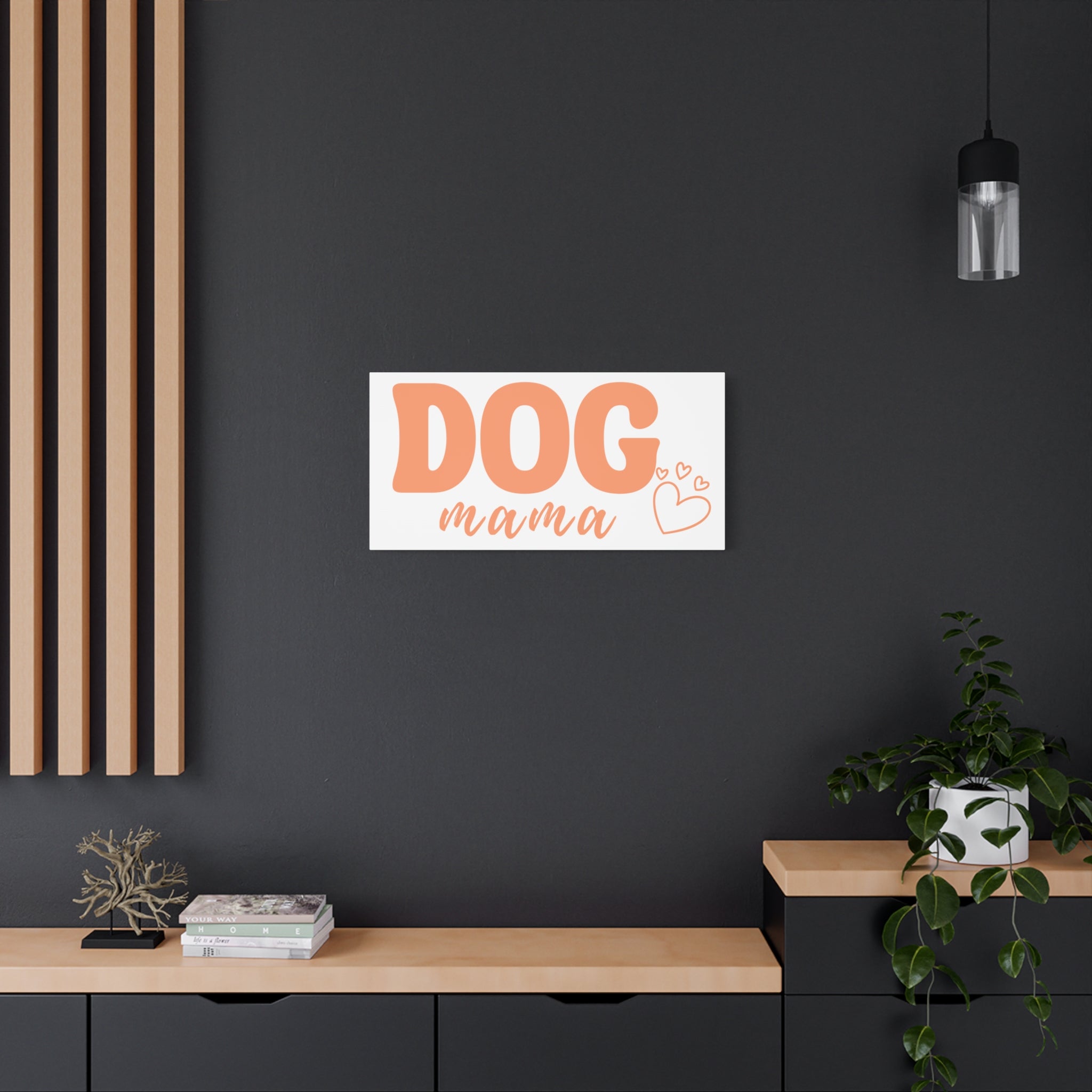 Dog Mama Matte Canvas Wall Art – Peach Script Pet Lover Decor