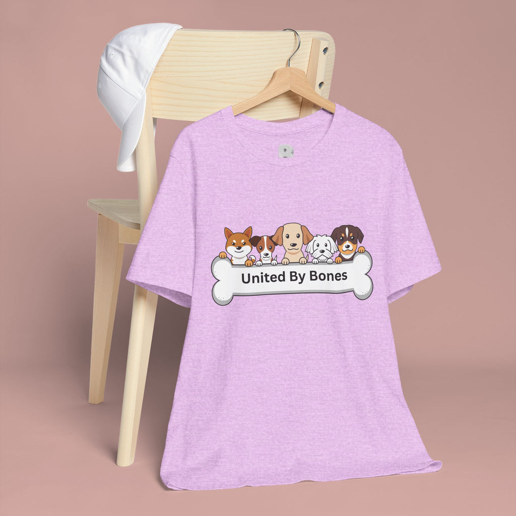 Dog Lover T‑Shirt — "United By Bones" Cute Cartoon Dogs Tee