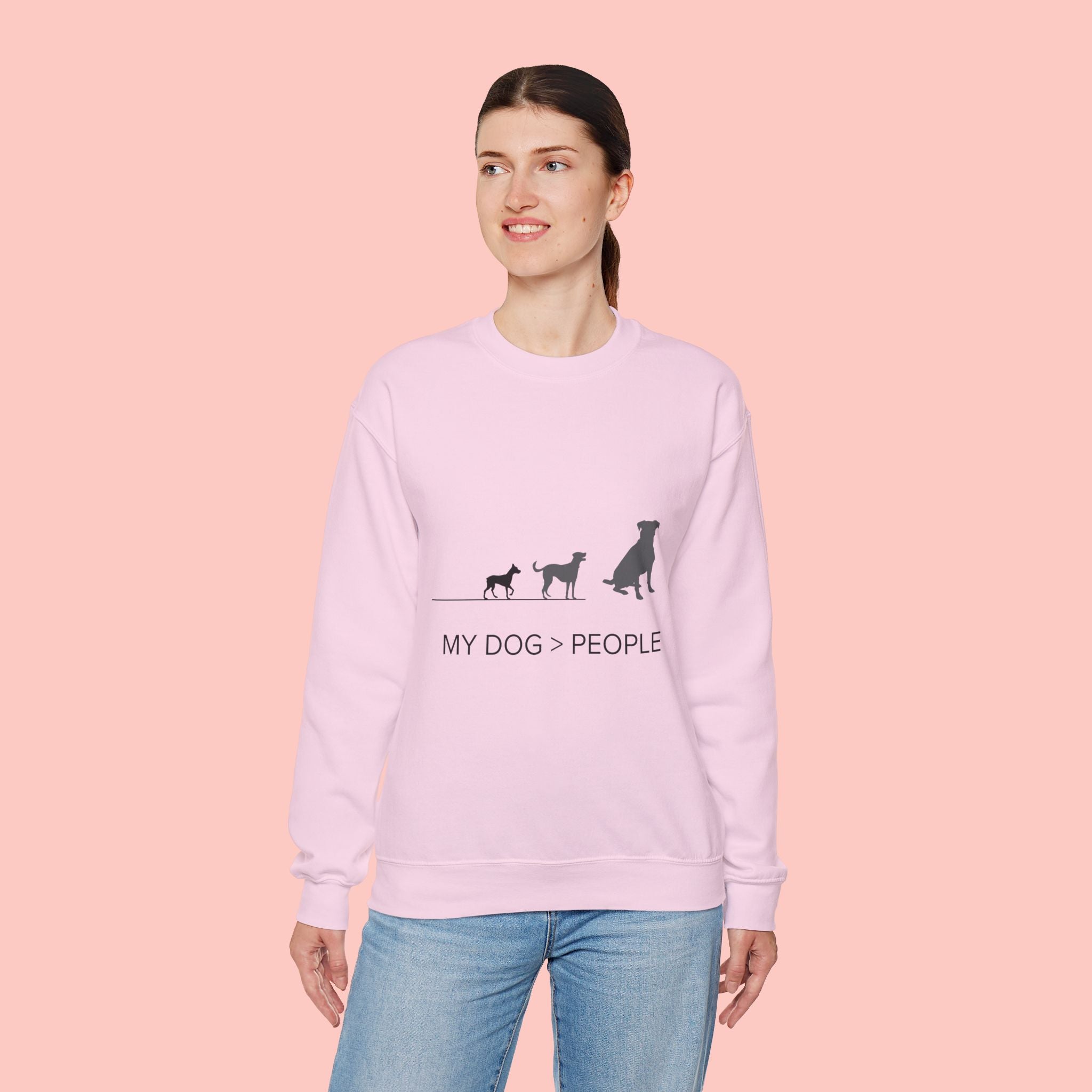 My Dog > People Sweatshirt - Cute Dog Silhouette Crewneck for Dog Lovers