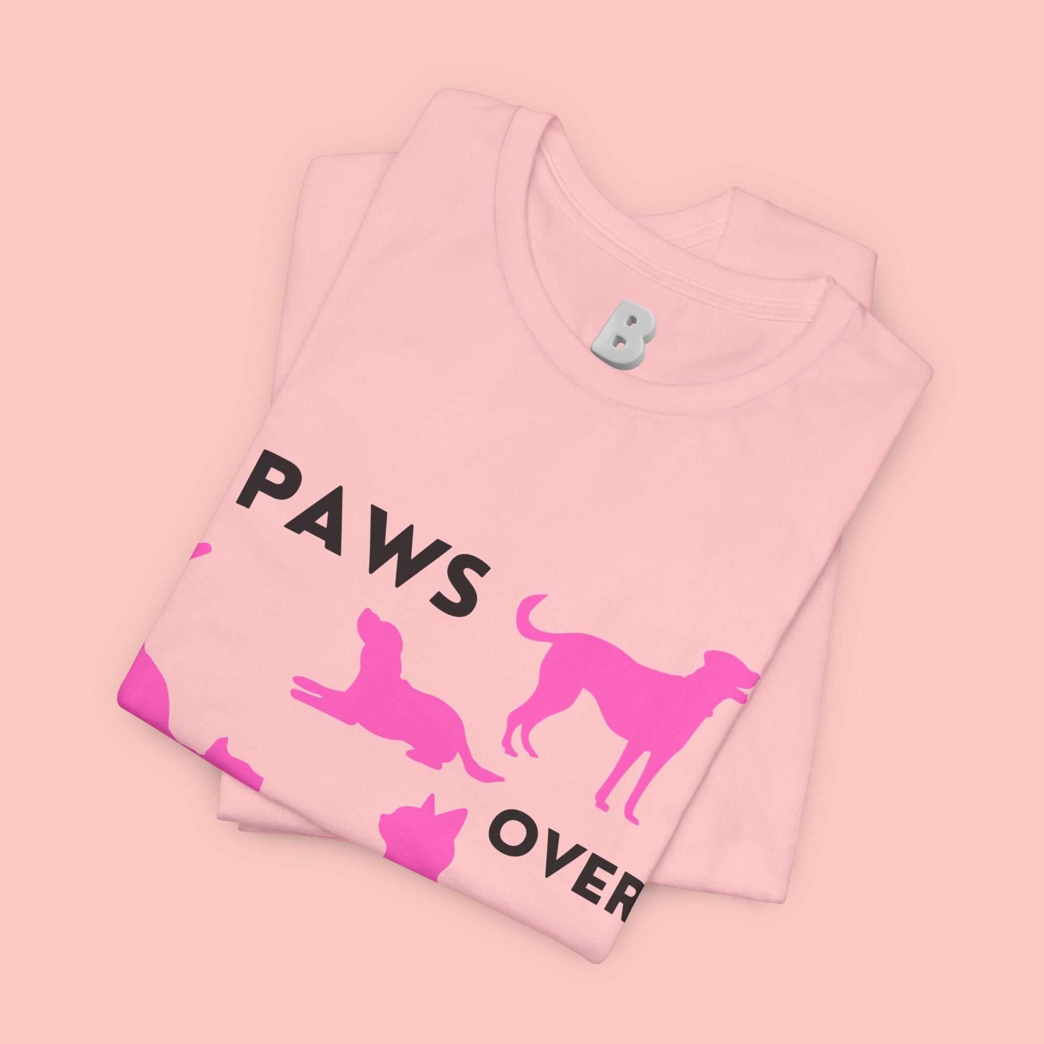 Paws Over People Tee — Pink Cats & Dogs Graphic T-Shirt