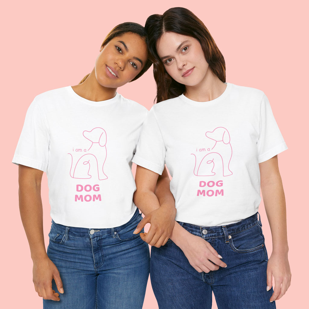 Dog Mom T‑Shirt – Minimal Pink Line Art Dog Tee