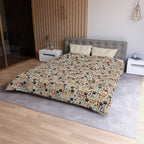 Cat Paw Print Duvet Cover — Cute Cartoon Cats & Paws Microfiber Bedding