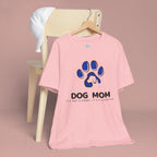 Dog Mom T-Shirt – Blue Paw Graphic "Dog Mom: It's Not a Hobby, It's a Lifestyle"