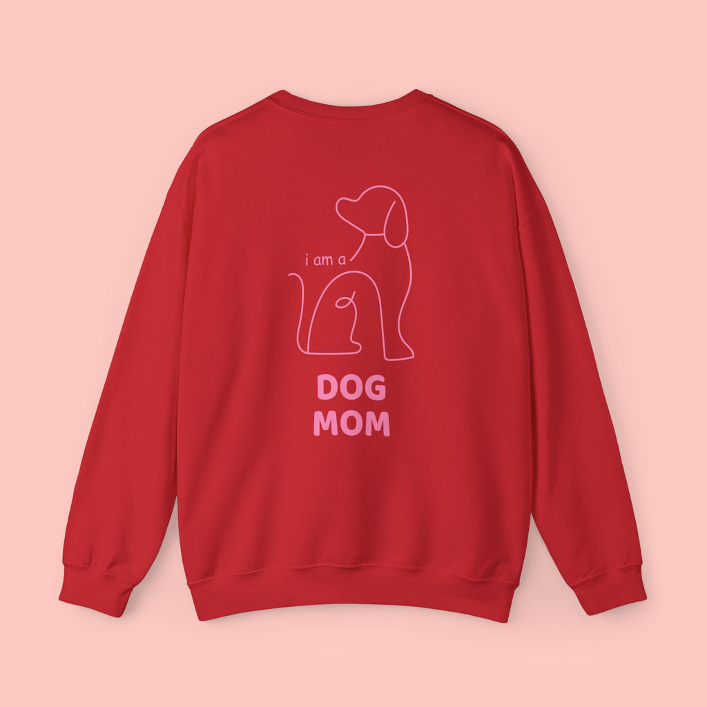 Dog Mom Crewneck Sweatshirt — Pink Minimalist Dog Outline
