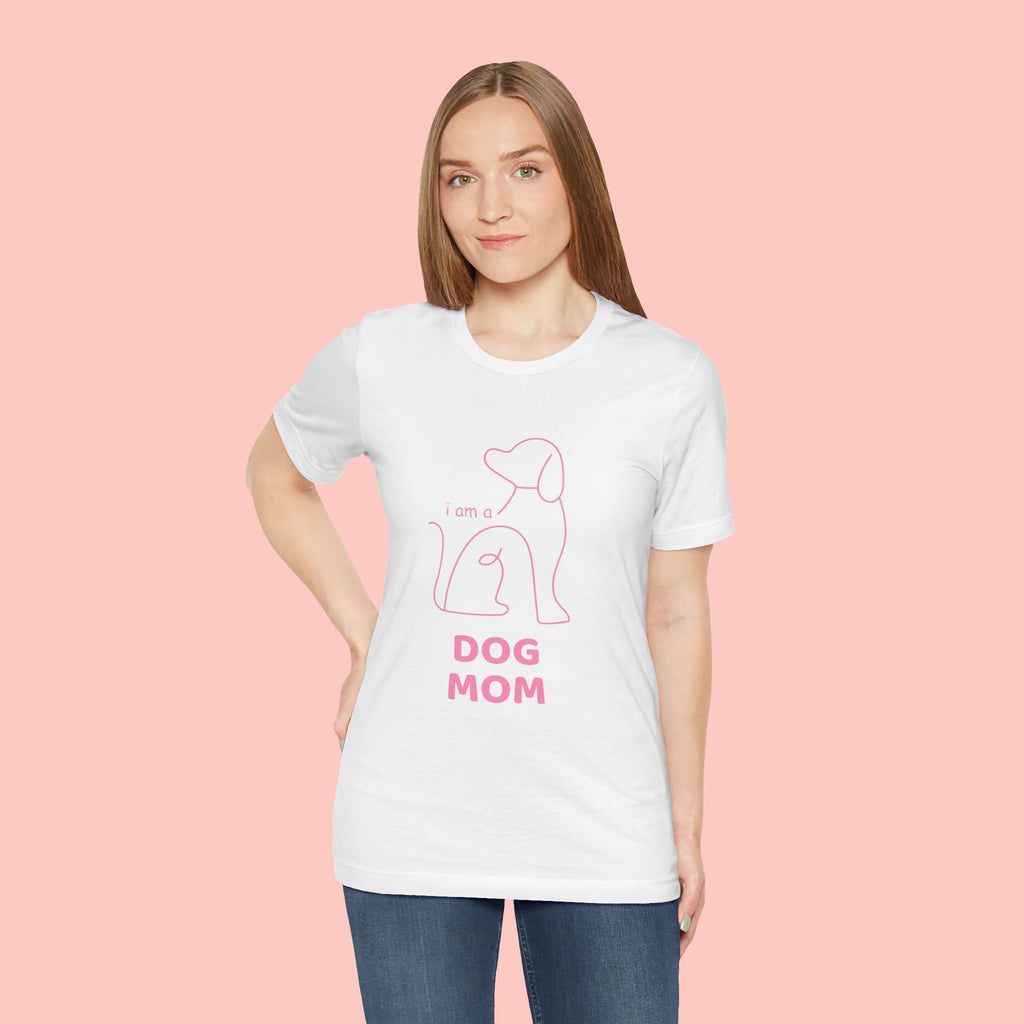 Dog Mom T‑Shirt – Minimal Pink Line Art Dog Tee