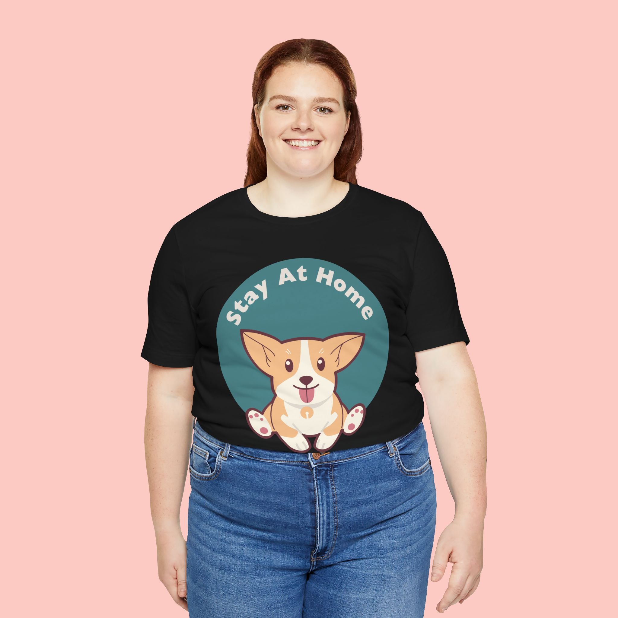Stay At Home Dog Mom T-Shirt — Cute Corgi Graphic Tee