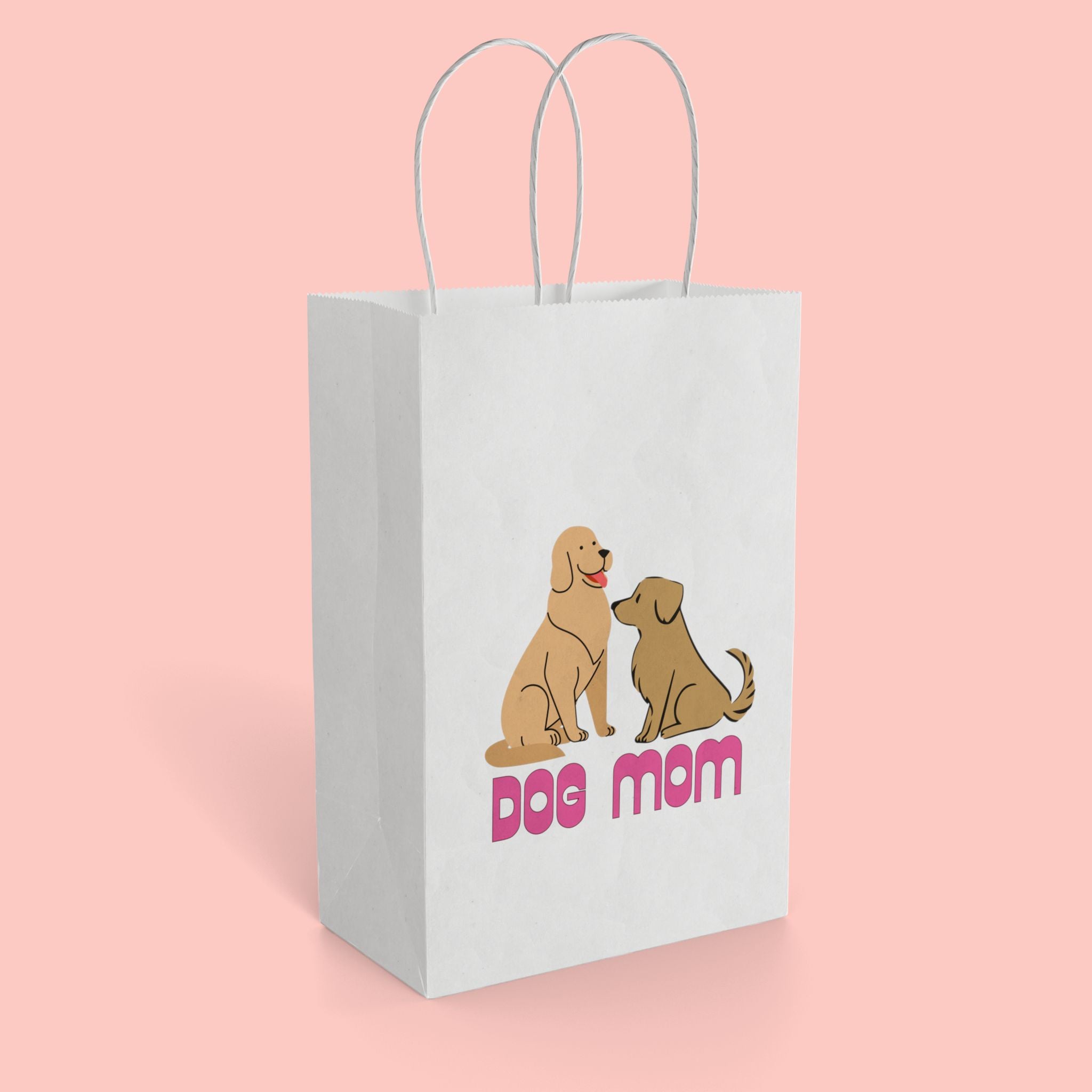 Dog Mom Paper Gift Bag — Cute Dog Illustration Gift Sack for Pet Lovers