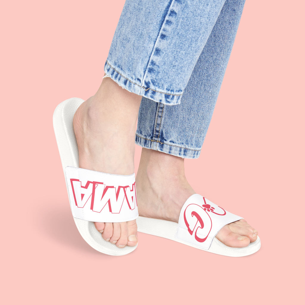 Sandals — 'Dog Mama' White Removable-Strap Slide Sandals