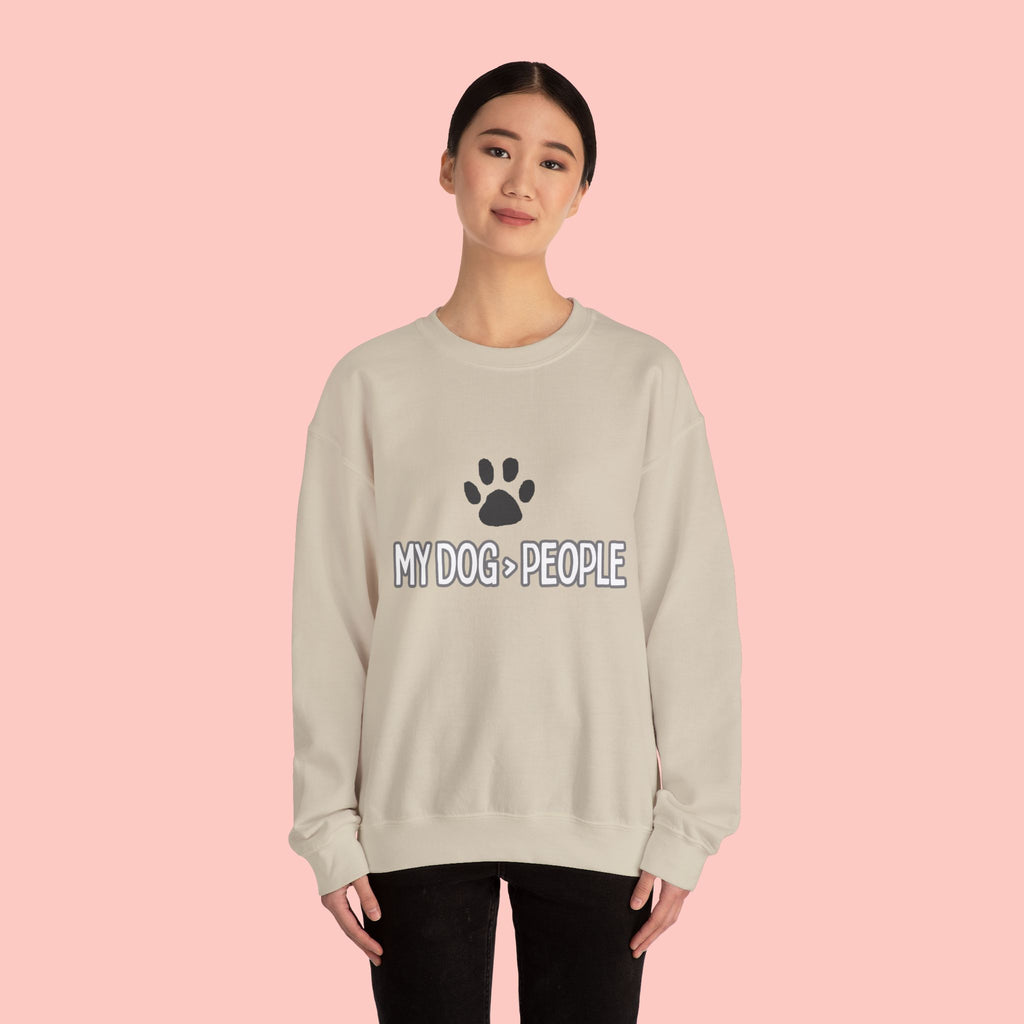 My Dog > People Sweatshirt – Cute Paw Print Crewneck for Dog Lovers