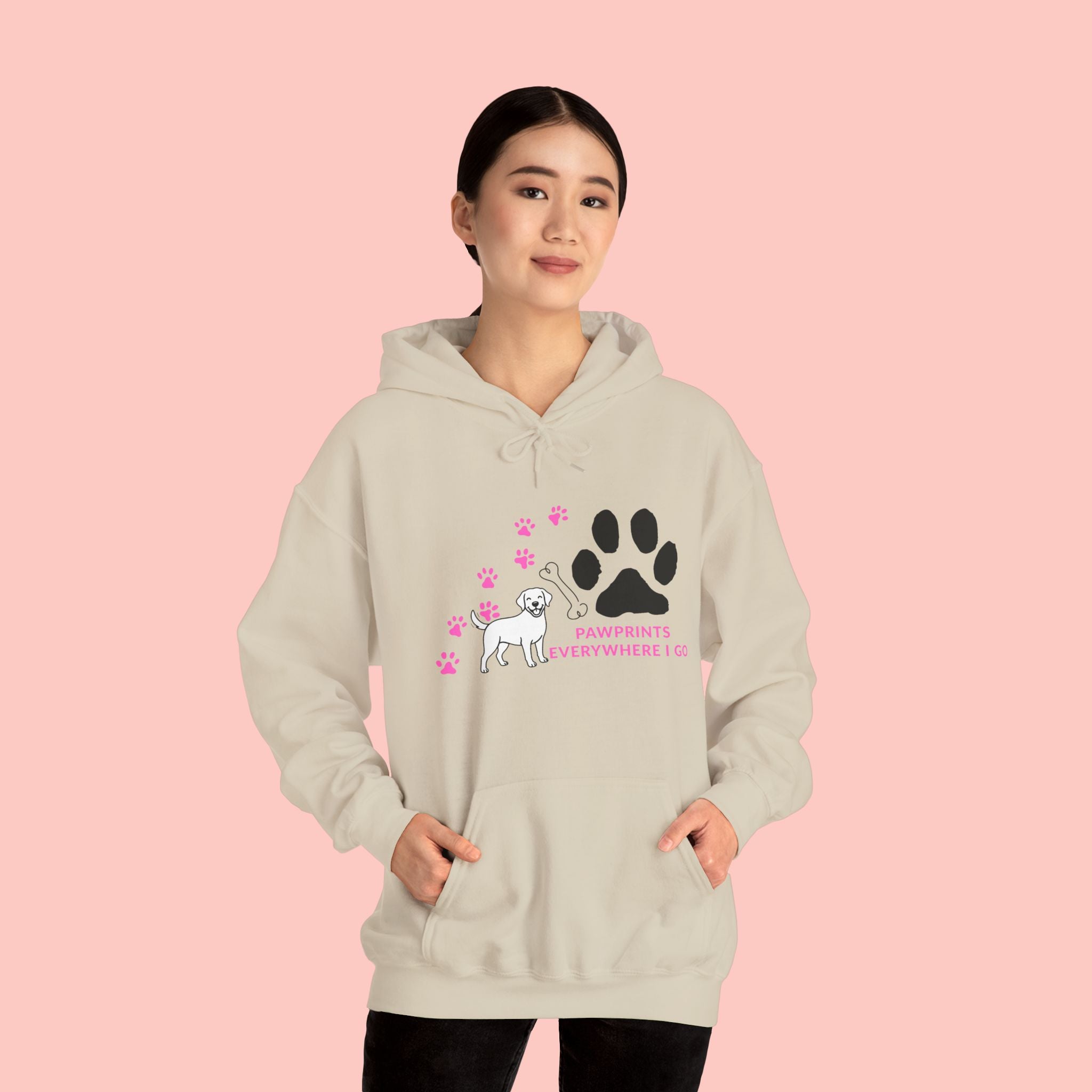 Dog Lover Hoodie — "Pawprints Wherever I Go" Pullover