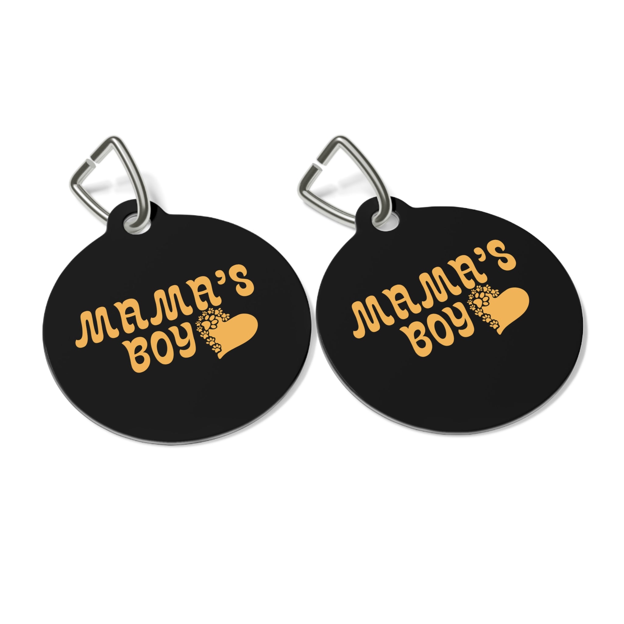 Mama's Boy Pet Tag — Retro Heart Paw ID Tag for Dogs & Cats
