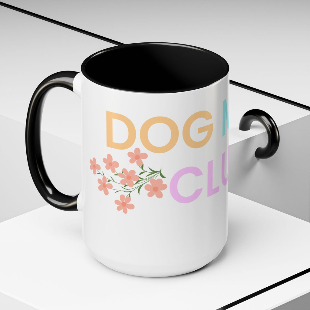 Dog Mom Club Accent Coffee Mug – Colorful Paw Print 11/15oz