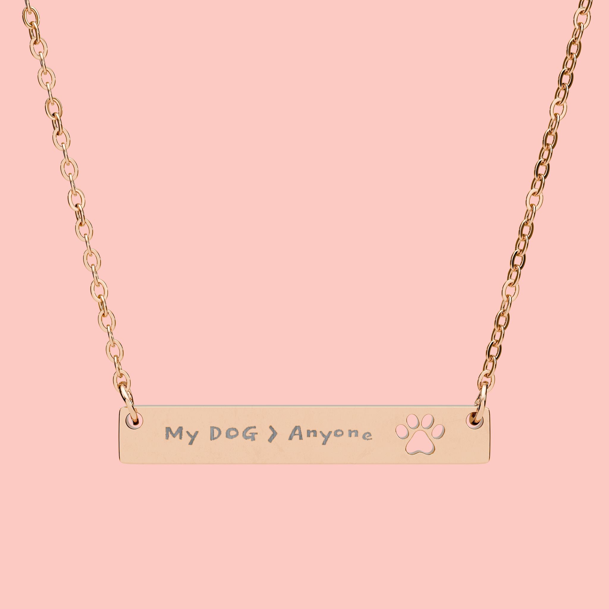 Engravable Paw Cutout Bar Necklace - Personalized Pet Memorial or Gift