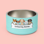 United By Bones 18oz Pet Bowl — Cute Cartoon Dogs Stainless Steel Bowl for Dogs & Cats