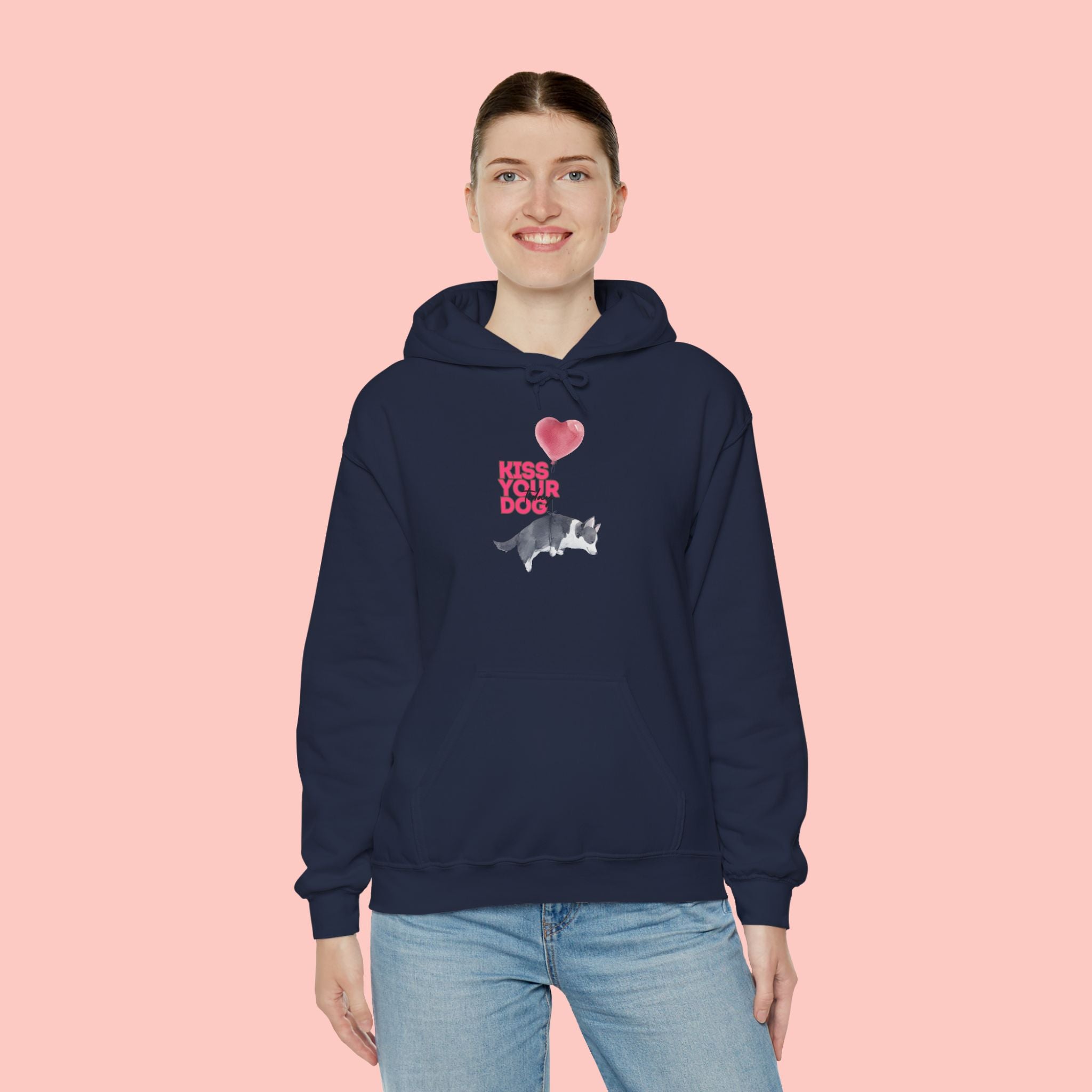 Kiss Your Dog Hoodie — Cute Heart & Dog Graphic Pullover