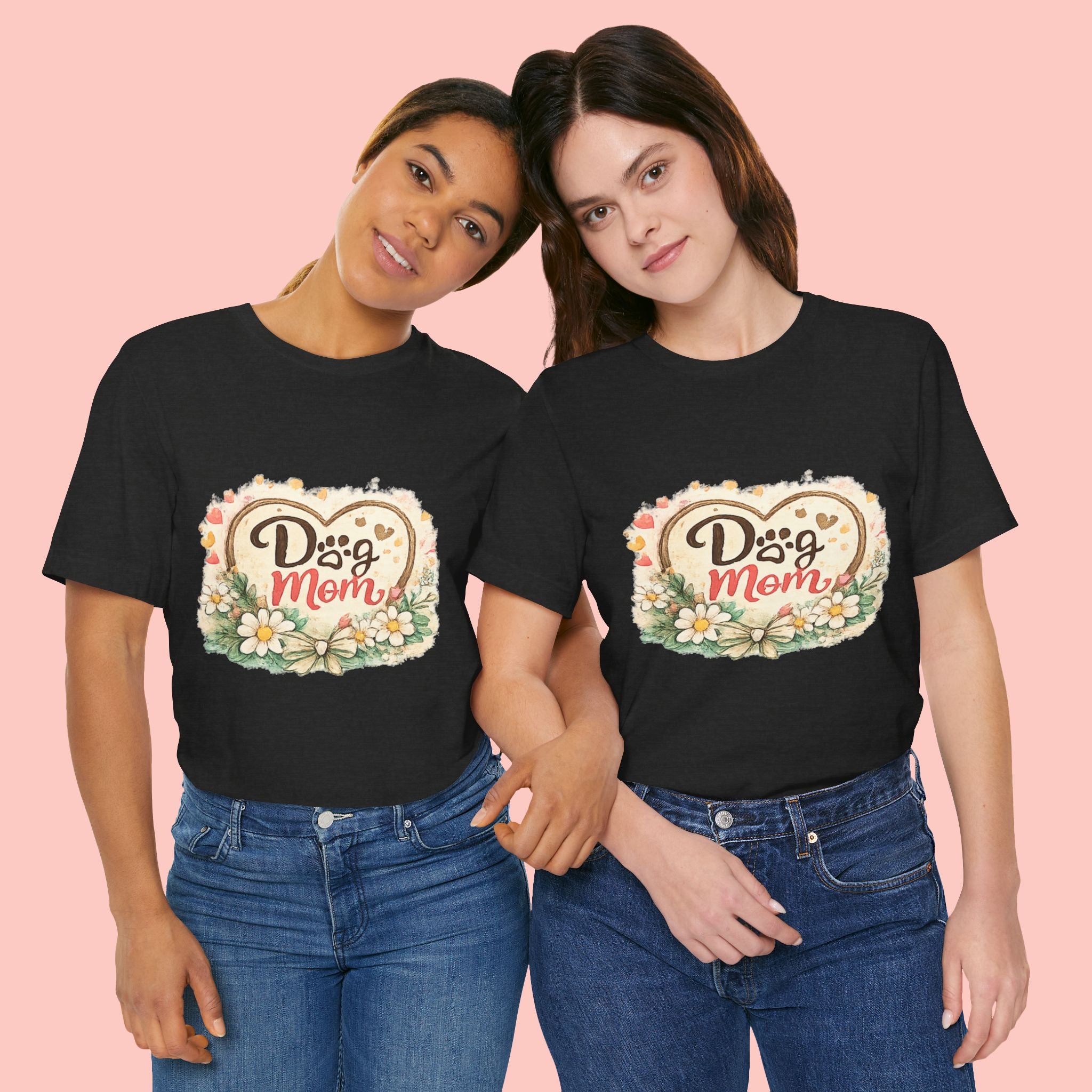 Dog Mom T-Shirt – Floral Heart Paw Design