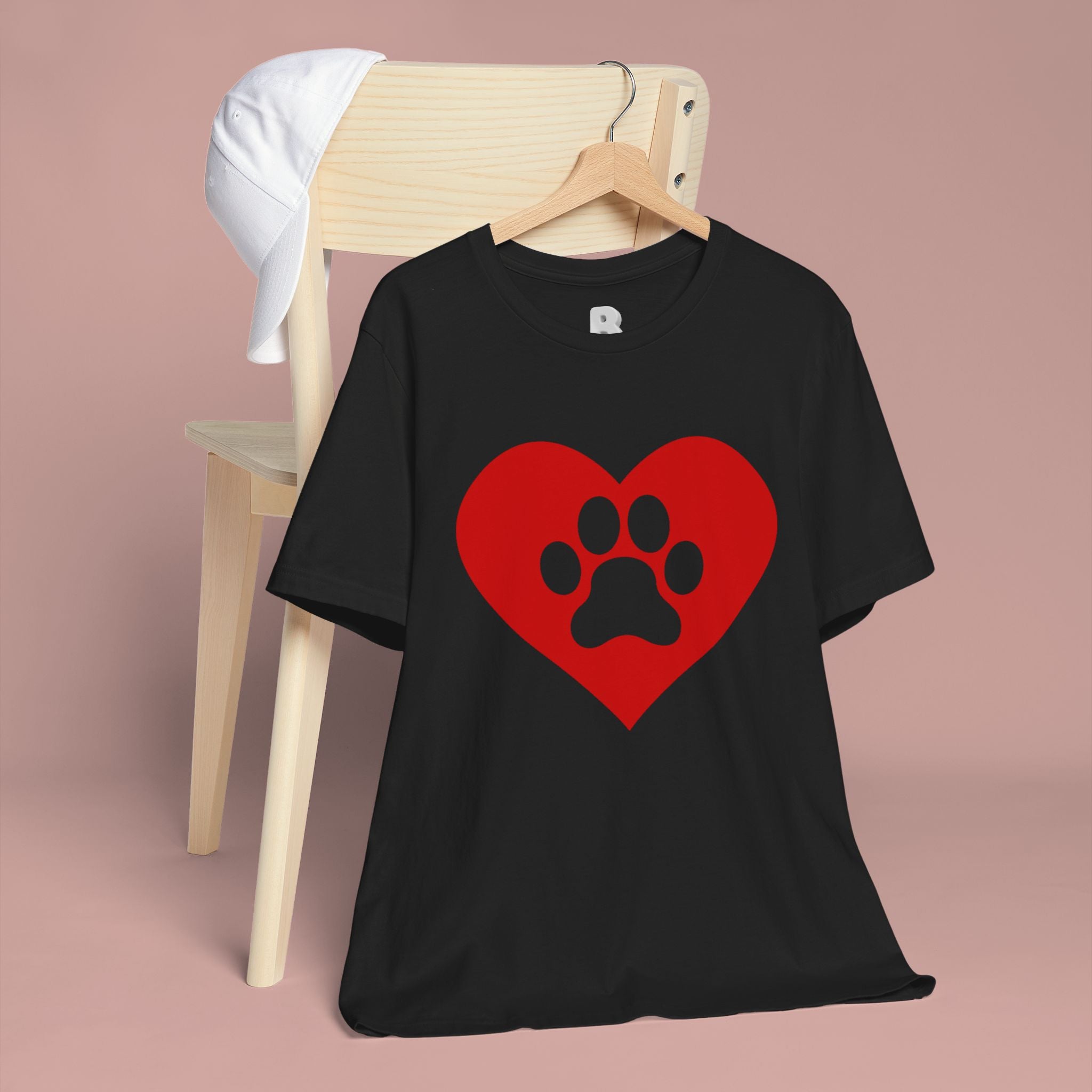 Pet Lover T-Shirt — Red Heart Paw Print Tee